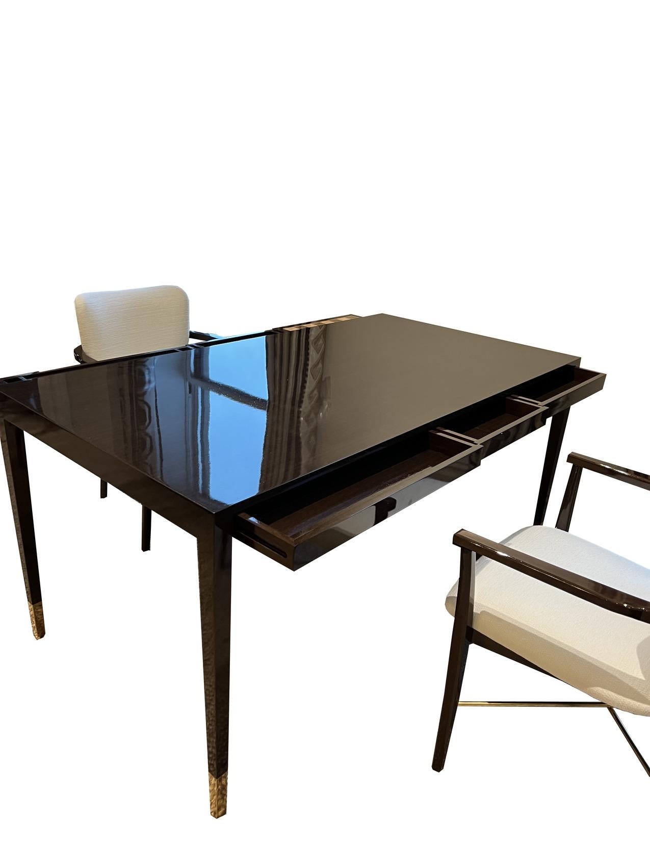 Maßgefertigter Partner-Schreibtisch mit Backgammon-/Schachtischstück im Angebot 5