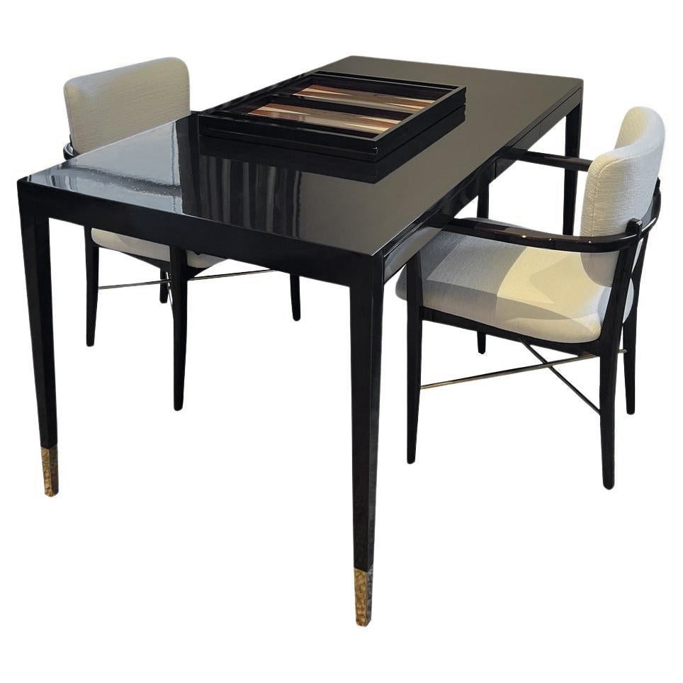 Maßgefertigter Partner-Schreibtisch mit Backgammon-/Schachtischstück (amerikanisch) im Angebot