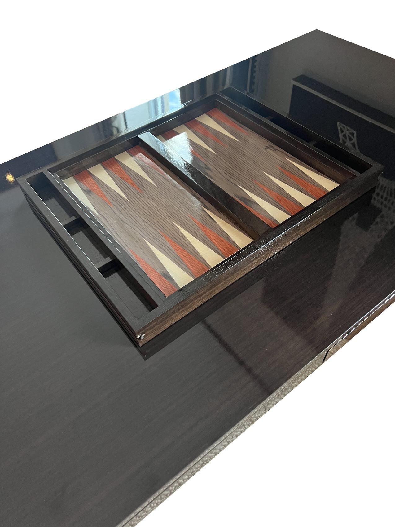 Maßgefertigter Partner-Schreibtisch mit Backgammon-/Schachtischstück im Zustand „Neu“ im Angebot in New York, NY