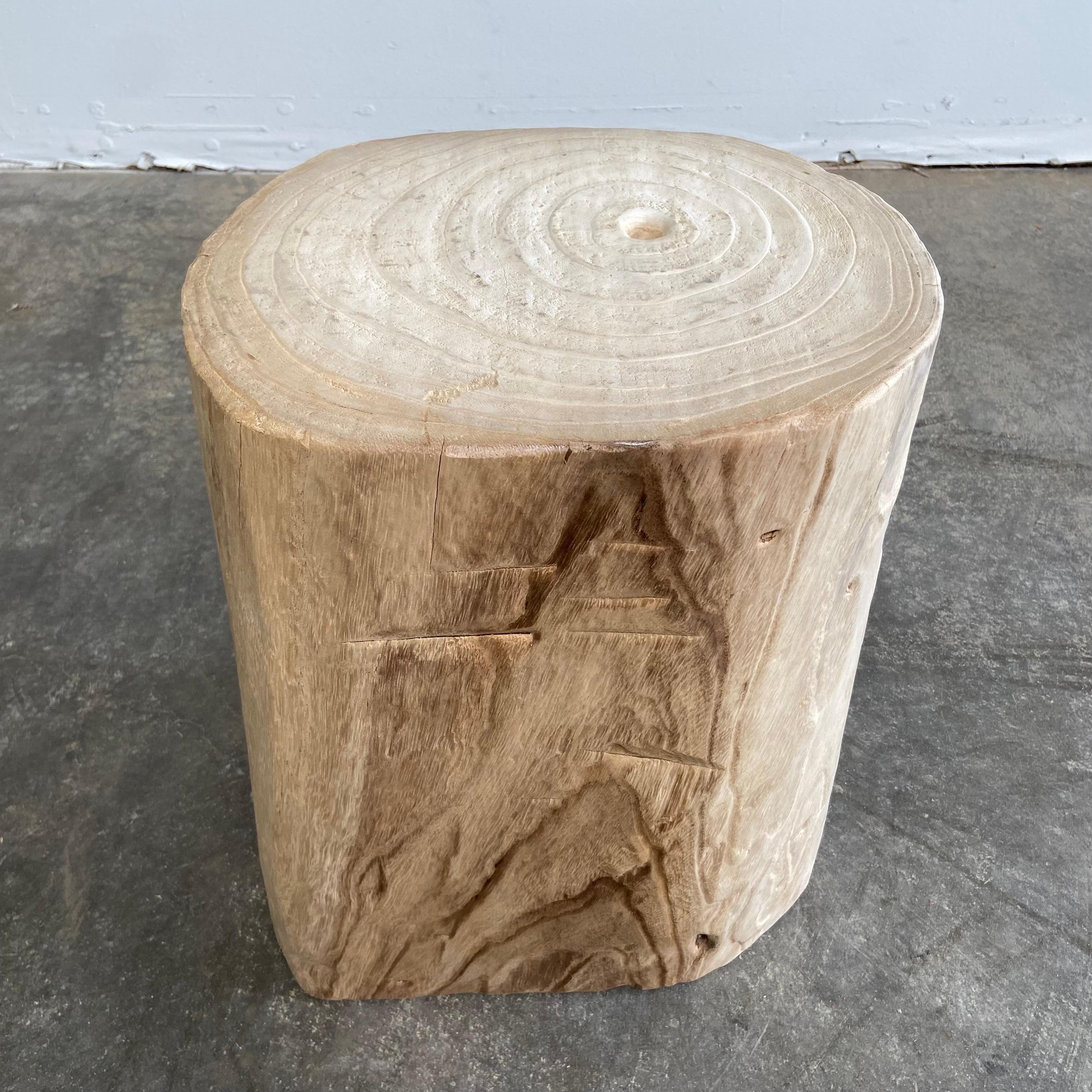 wood stump side table