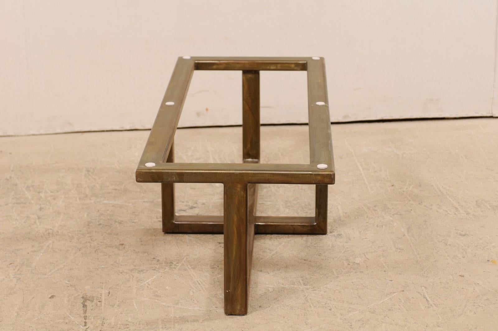 Custom Petrified Wood Coffee Table with Modern Metal Base 4