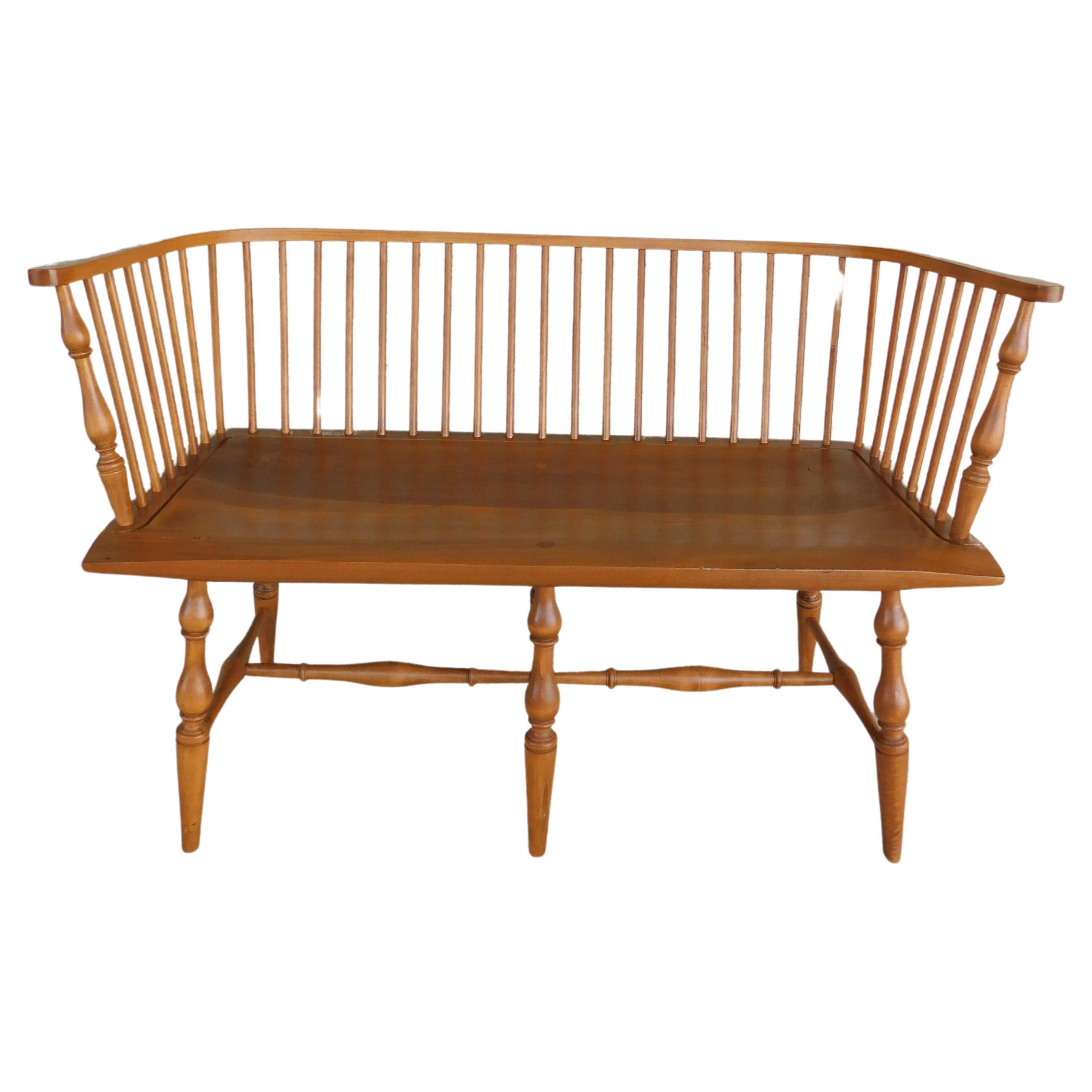 Custom Philadelphia Style Low-Back Windsor Settee

Features Hard Made Construction, Ash or Chestnut Back Rest, Cherry Wood Seat, with Maple Turned Legs. ( Not Signed ), Pegged through seat, and Back  

Very Good Condition, Normal Age Wear, Few Marks