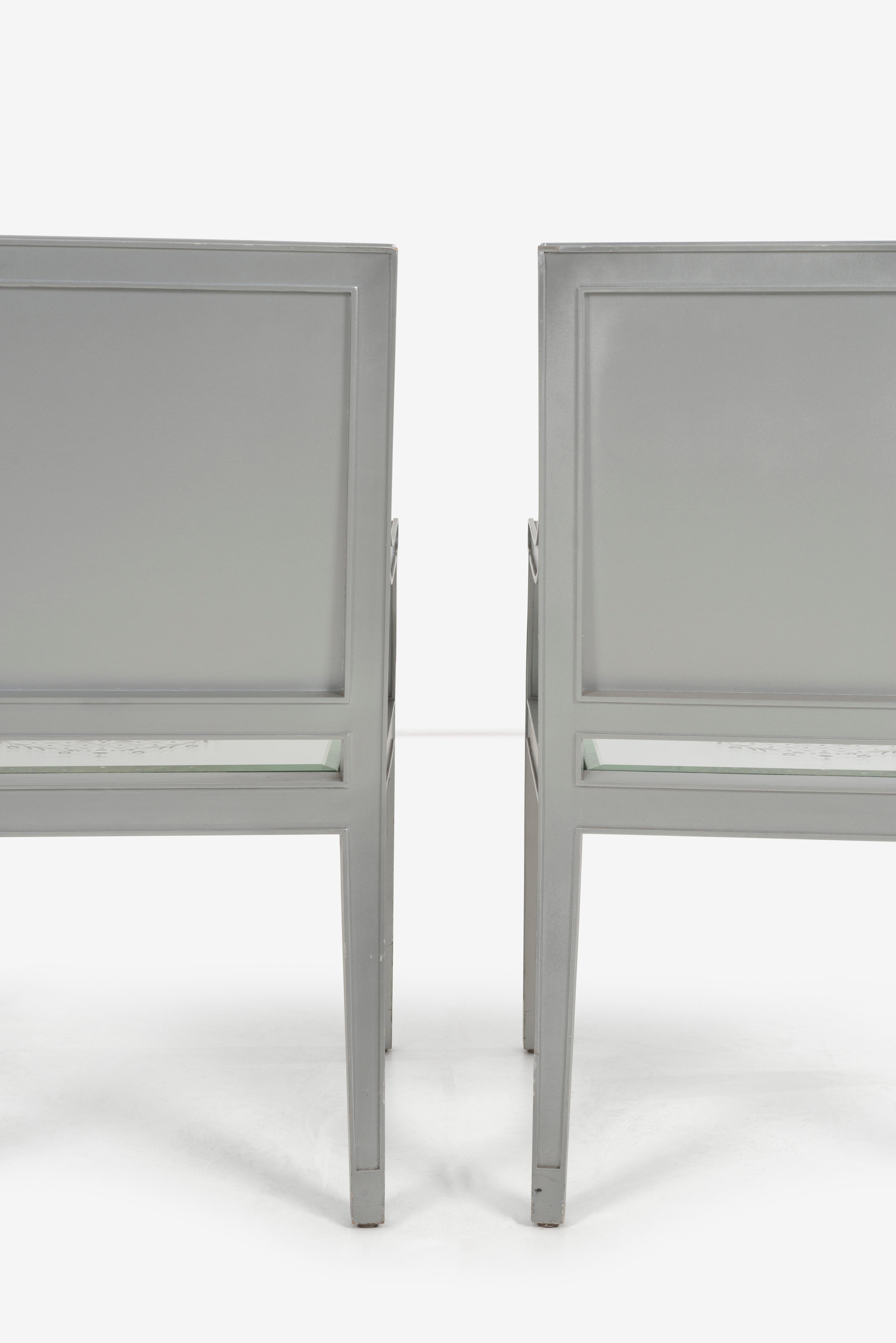 French Custom Phillip Starck Mirrored Louis XVI Style Chairs, Cliff Hotel San Francisco For Sale