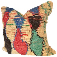 Custom Pillow by Maison Suzanne Cut from a Hand Loomed Wool Moroccan Azilal Rug