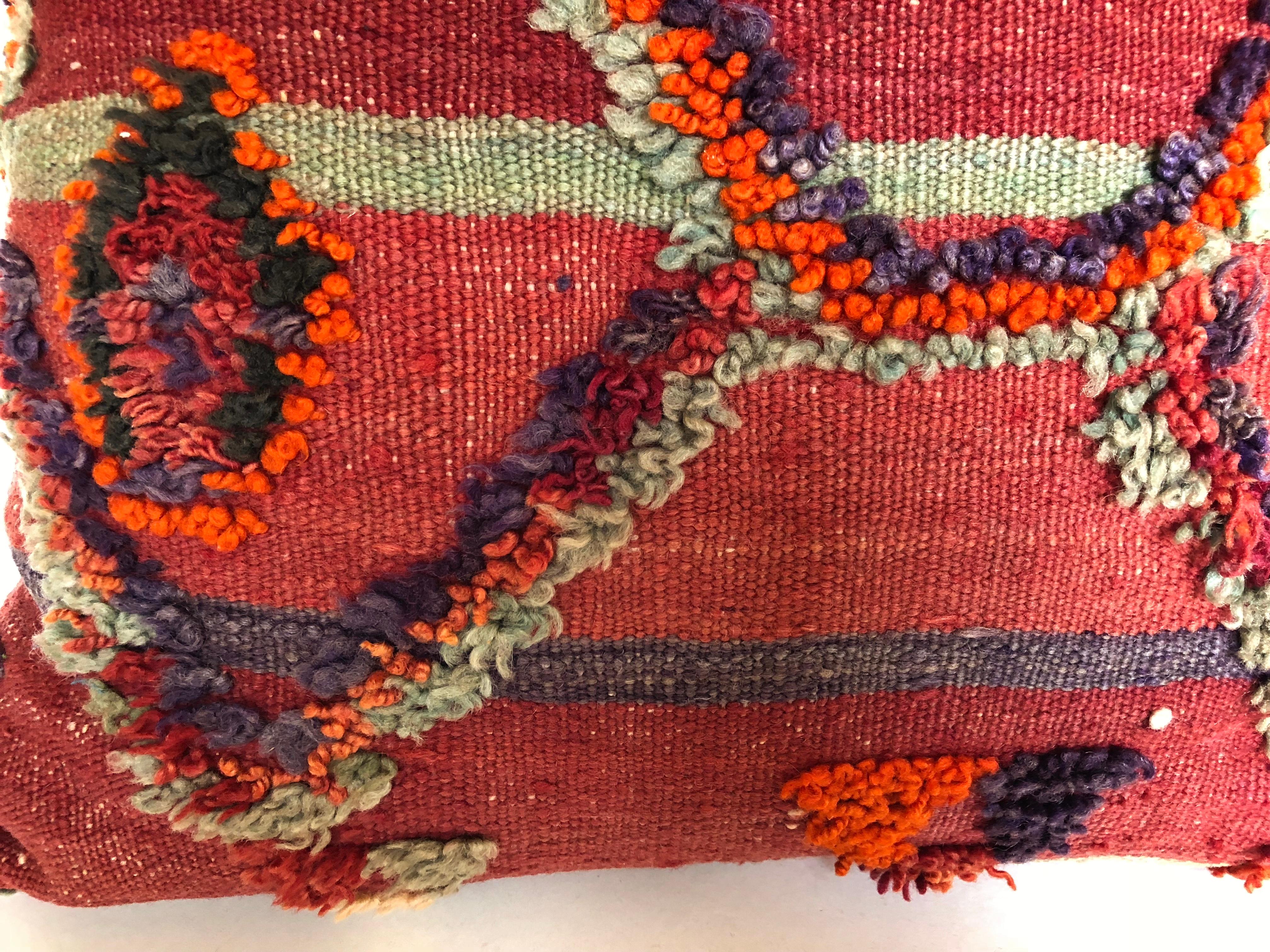 Custom Pillow by Maison Suzanne Cut from a Hand Loomed Wool Moroccan Berber Rug For Sale 1
