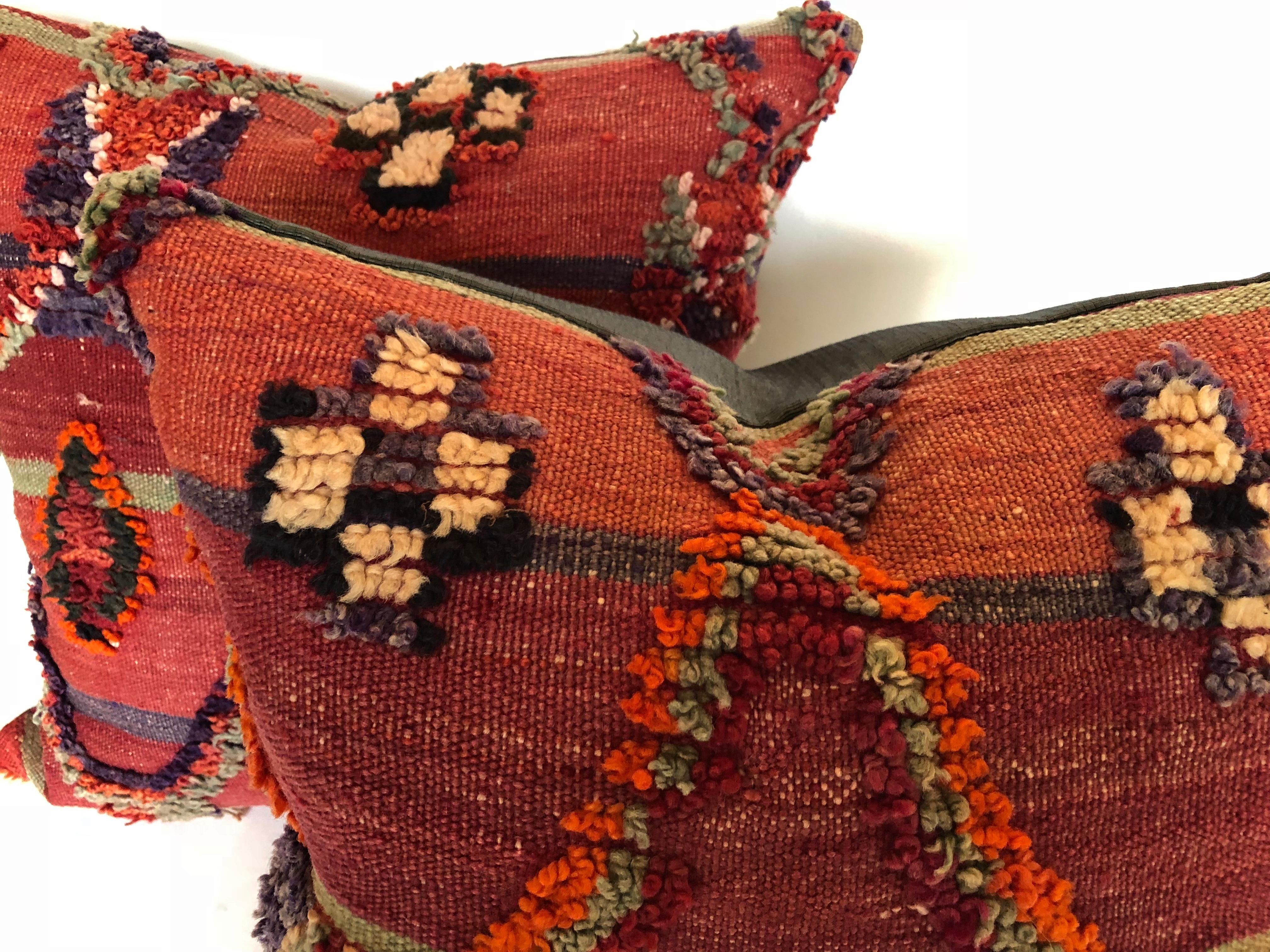 Custom Pillow by Maison Suzanne Cut from a Hand Loomed Wool Moroccan Berber Rug For Sale 2
