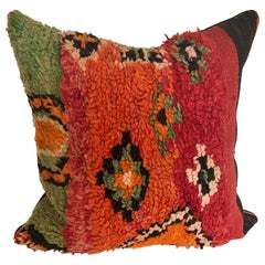 Vintage Custom Pillow by Maison Suzanne Cut from a Hand Loomed Wool Moroccan Berber Rug