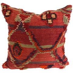 Vintage Custom Pillow by Maison Suzanne Cut from a Hand Loomed Wool Moroccan Berber Rug
