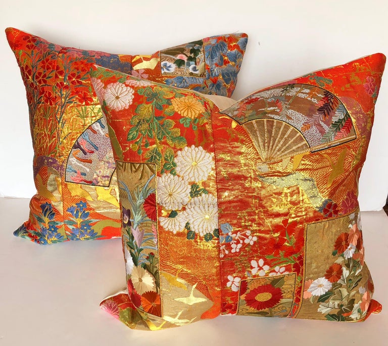 Custom Pillow by Maison Suzanne Cut from a Japanese Silk Wedding Kimono