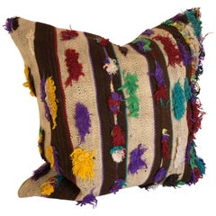 Custom Pillow by Maison Suzanne, Cut from a Vintage Handloomed Wool Moroccan Rug