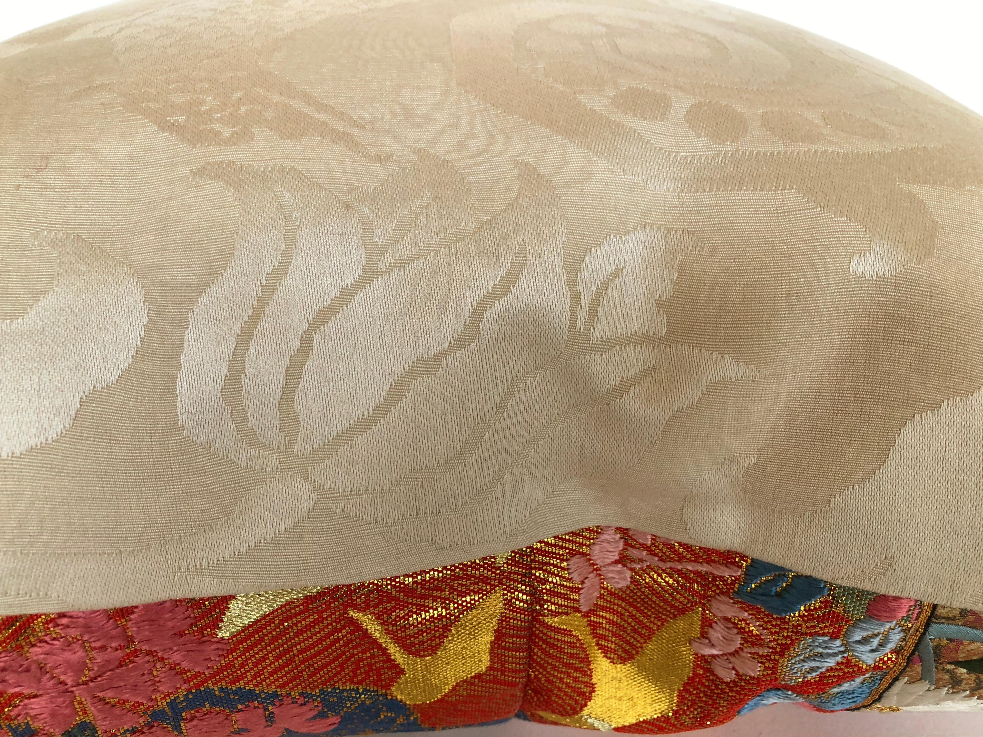 20th Century Custom Pillow by Maison Suzanne Cut from a Vintage Japanese Silk Wedding Kimono For Sale