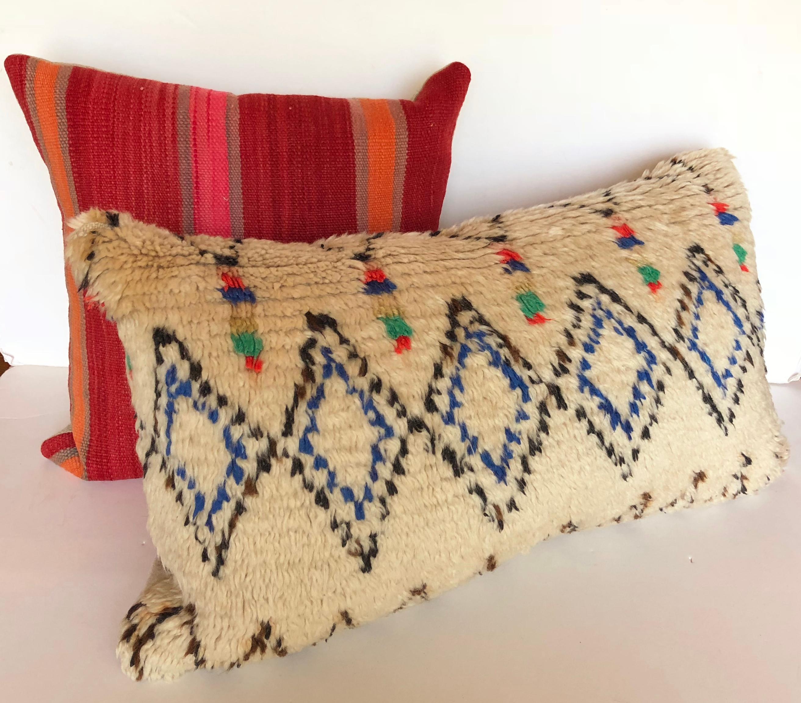 Custom Pillow Cut from a Vintage Moroccan Azilal Rug For Sale 1
