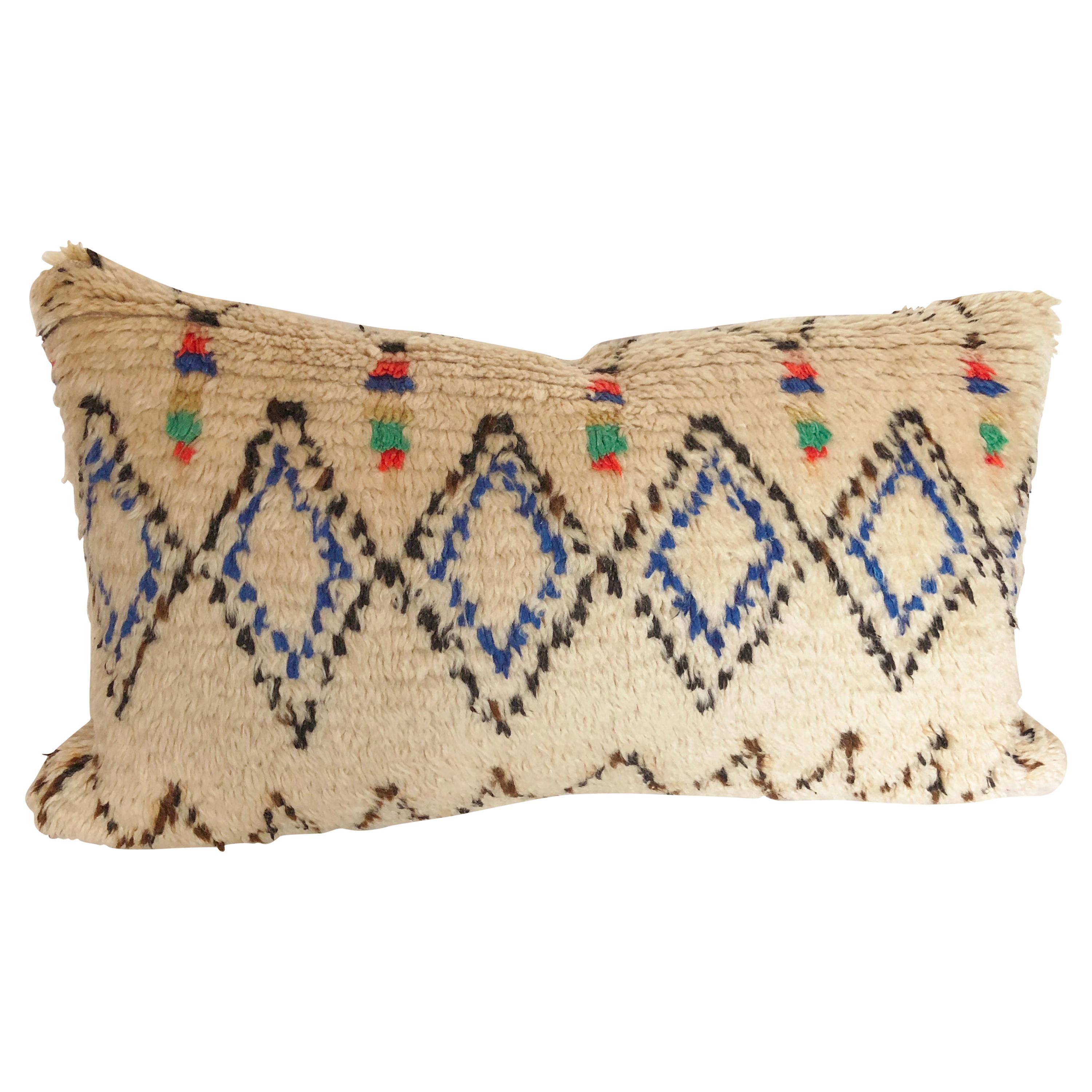 Custom Pillow Cut from a Vintage Moroccan Azilal Rug For Sale