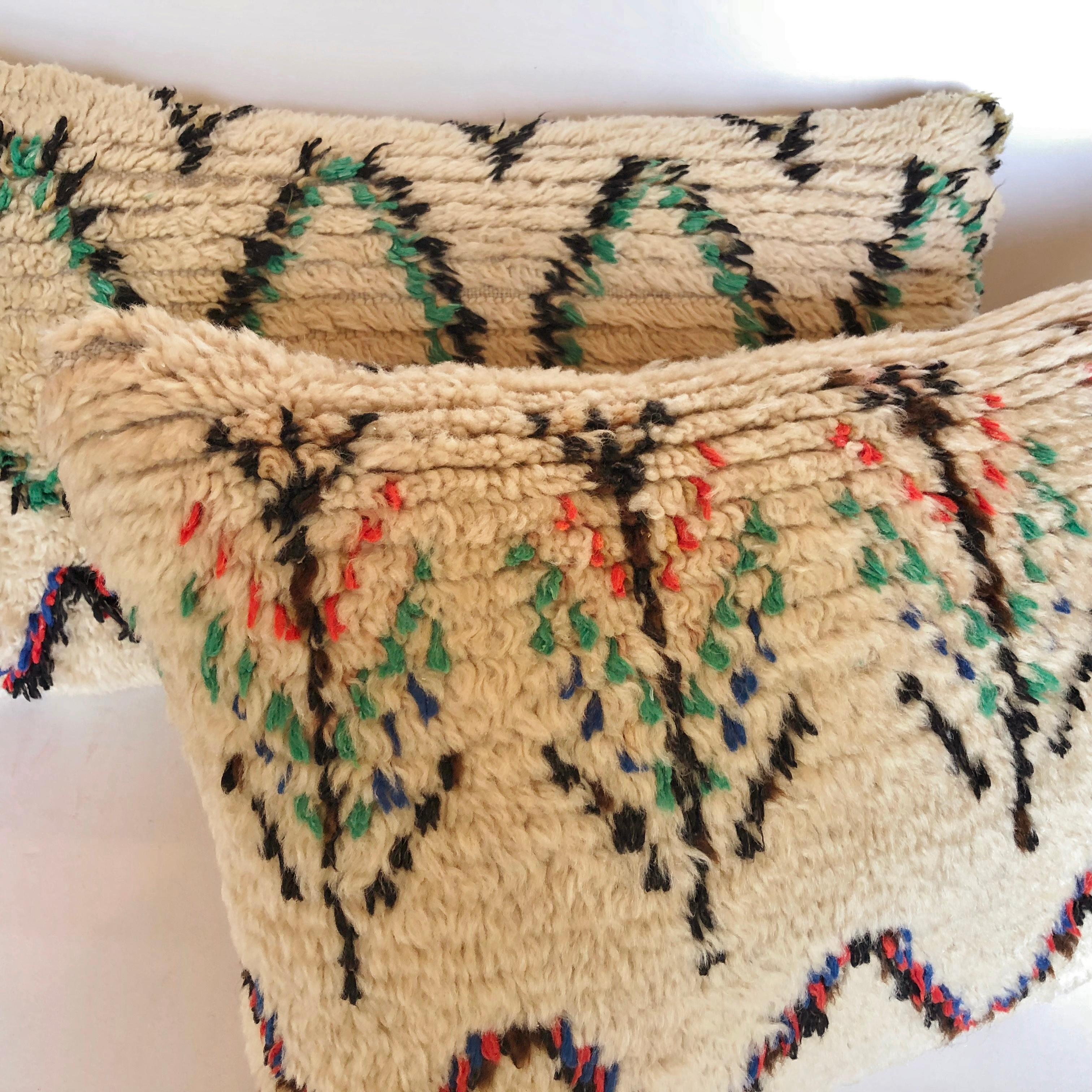 Custom Pillow Cut from a Vintage Moroccan Wool Azilal Rug In Good Condition For Sale In Glen Ellyn, IL