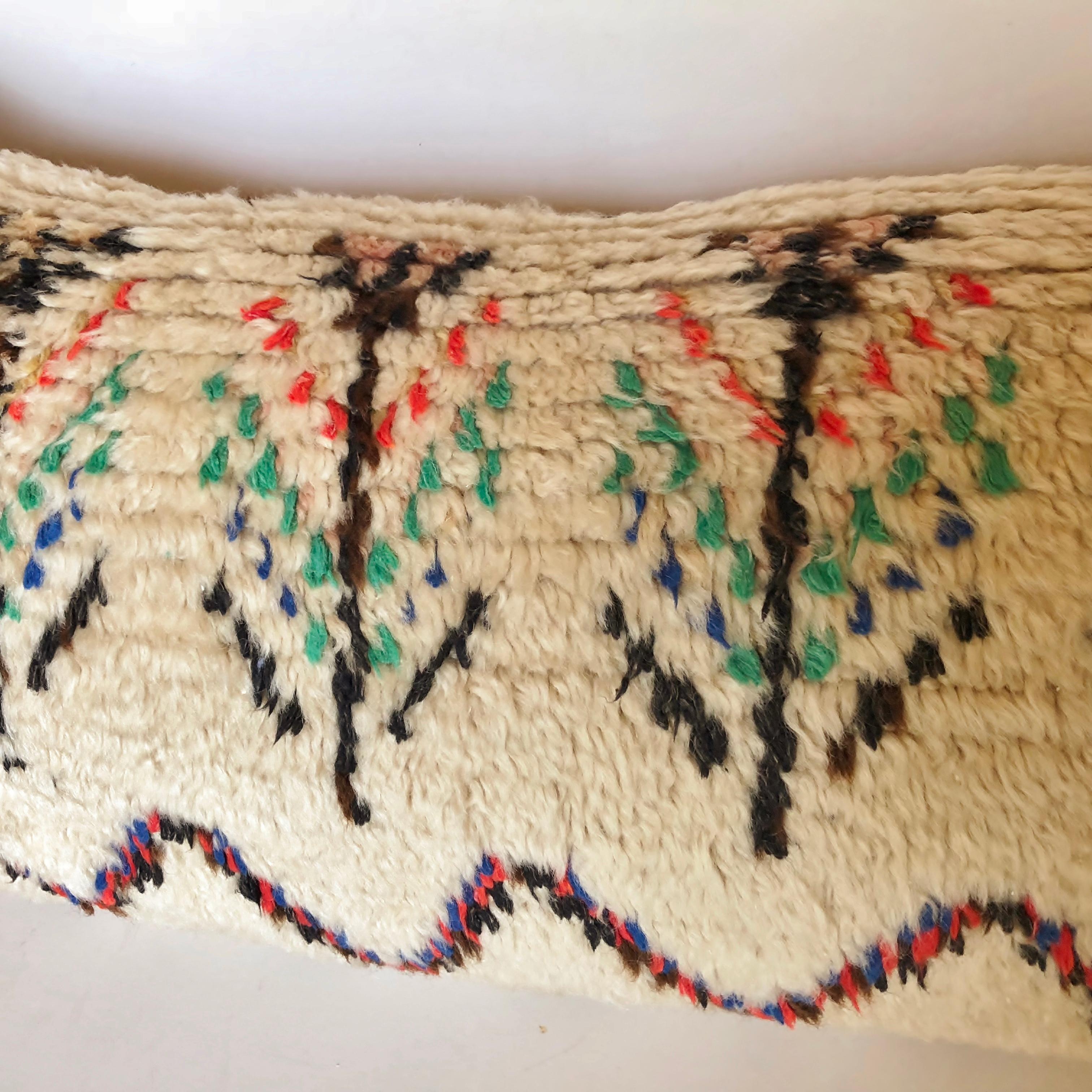 20th Century Custom Pillow Cut from a Vintage Moroccan Wool Azilal Rug For Sale