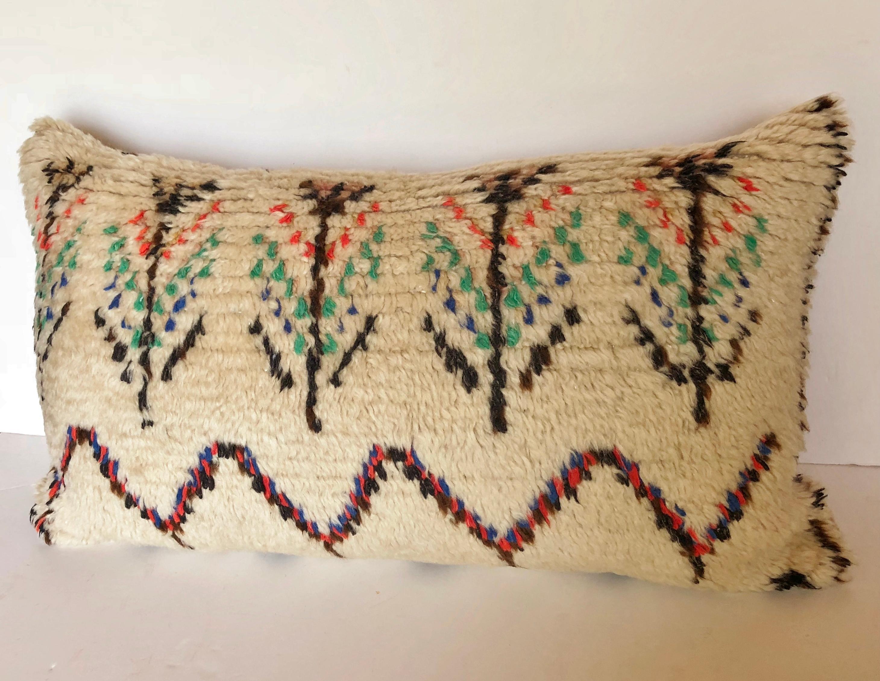Custom Pillow Cut from a Vintage Moroccan Wool Azilal Rug For Sale 3