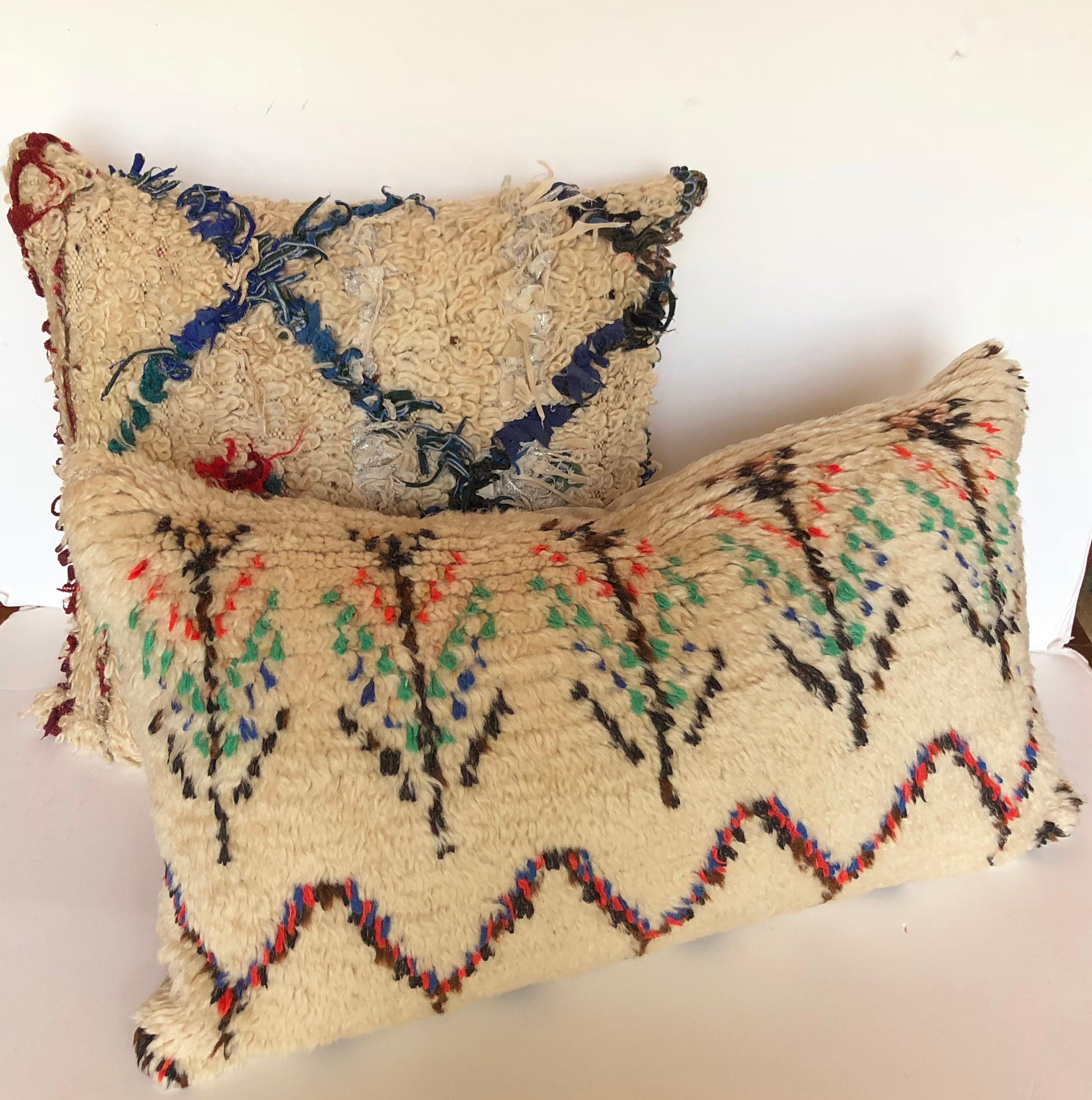 Custom Pillow Cut from a Vintage Moroccan Wool Azilal Rug For Sale 4