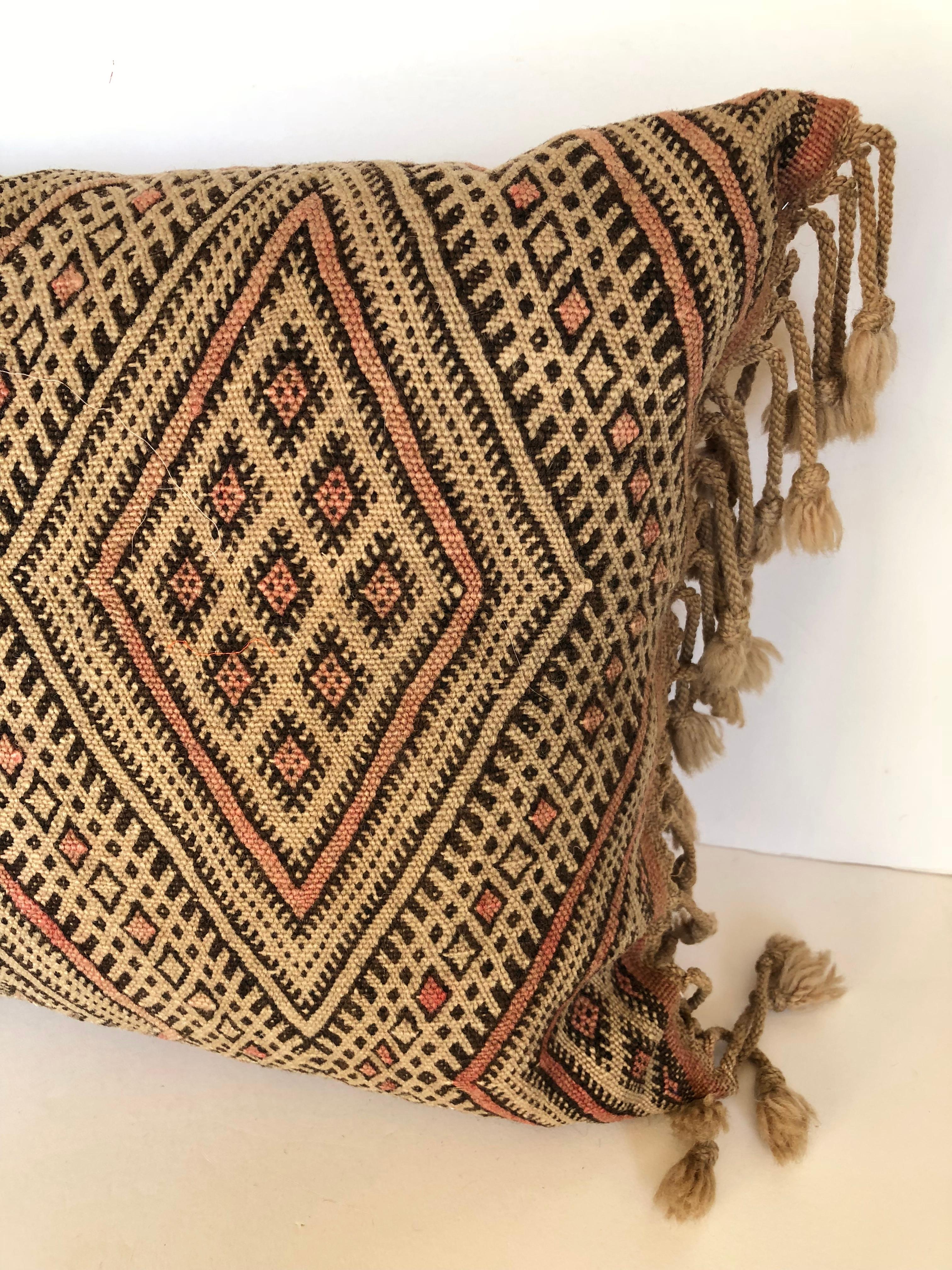 Tribal Custom Pillow by Maison Suzanne Cut from a Vintage Moroccan Wool Berber Rug For Sale