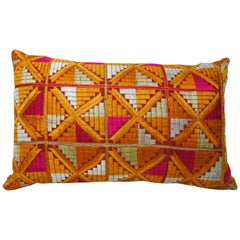 Custom Pillow by Maison Suzanne Cut from a Vintage Phulkari Bagh Wedding Shawl