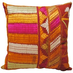 Custom Pillow by Maison Suzanne Cut from a Vintage Phulkari Wedding Shawl