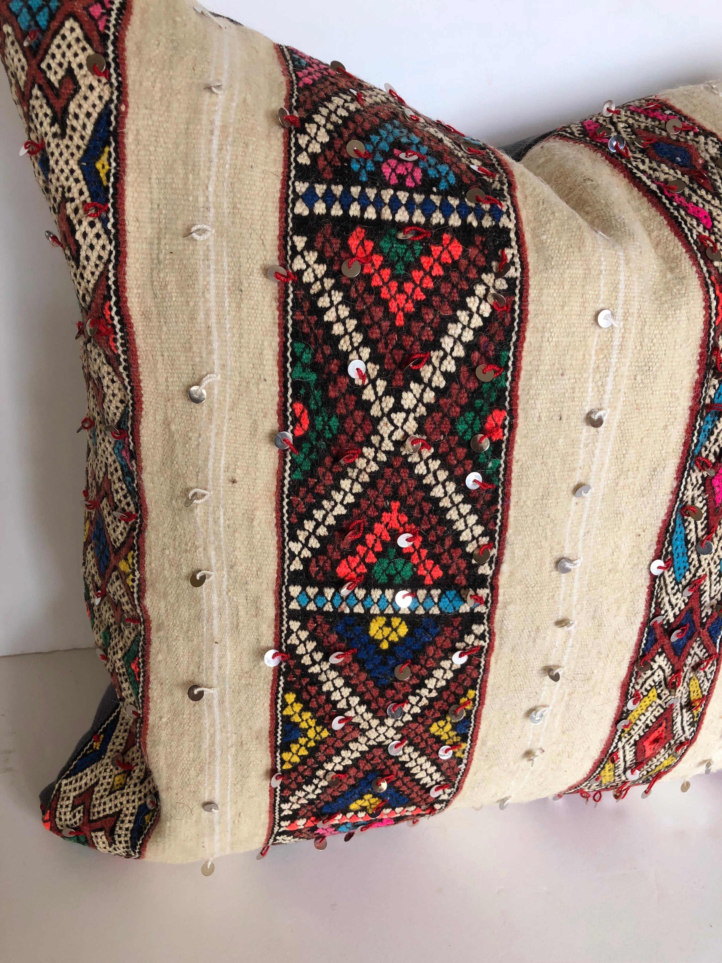Custom Pillow by Maison Suzanne Cut from a Vintage Wool Moroccan Berber Blanket For Sale 1