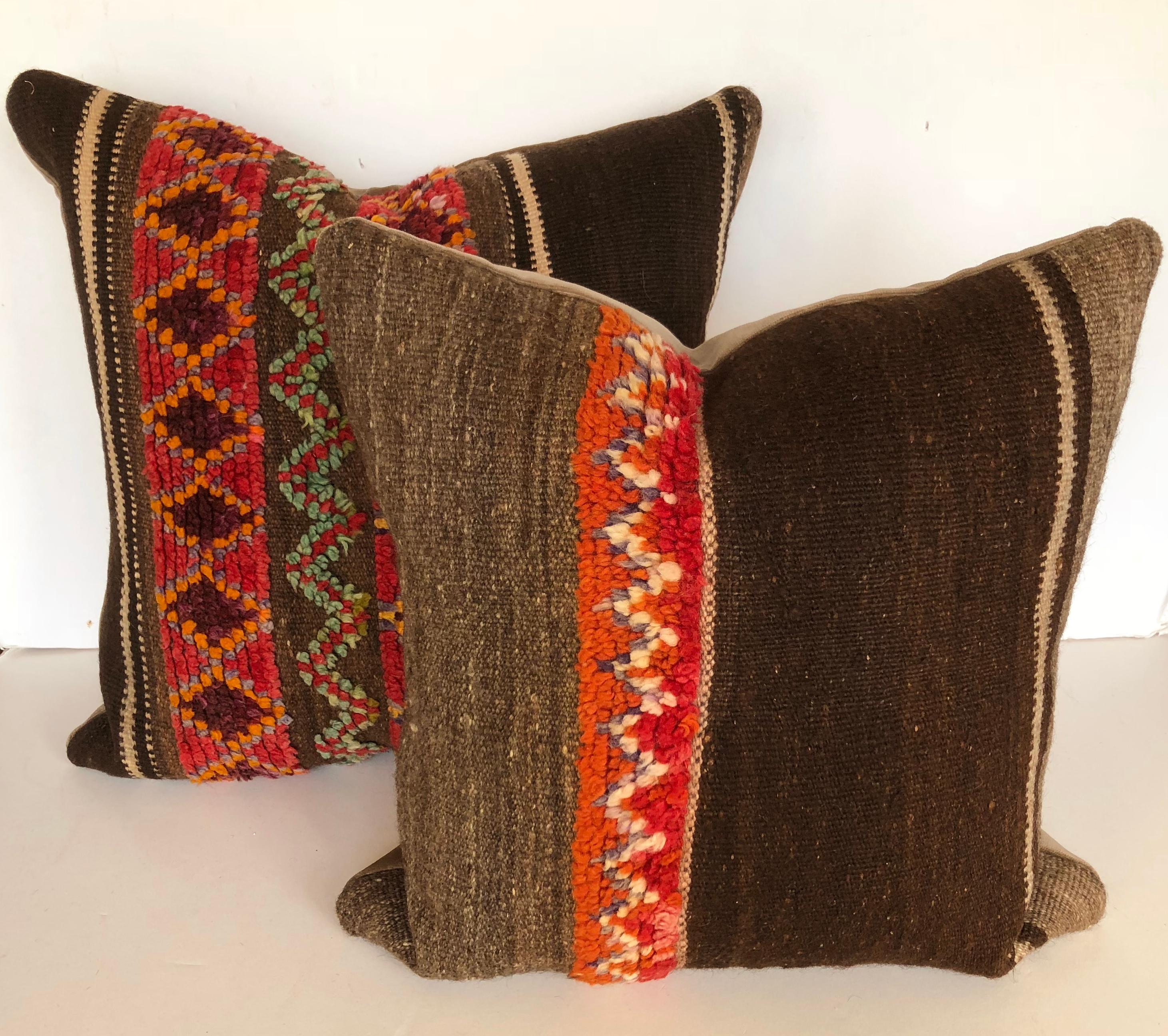 Custom Pillow by Maison Suzanne Cut from a Vintage Wool Moroccan Berber Rug In Good Condition For Sale In Glen Ellyn, IL