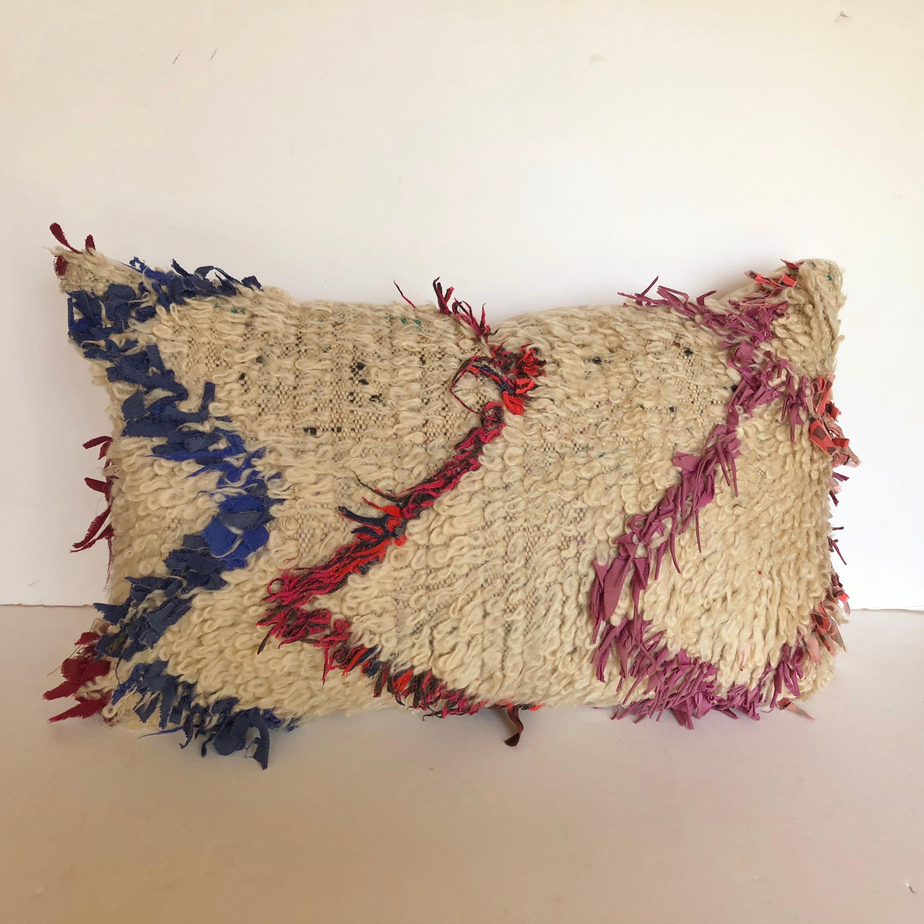 20th Century Custom Pillow Cut from a Vintage Wool Moroccan Berber Rug