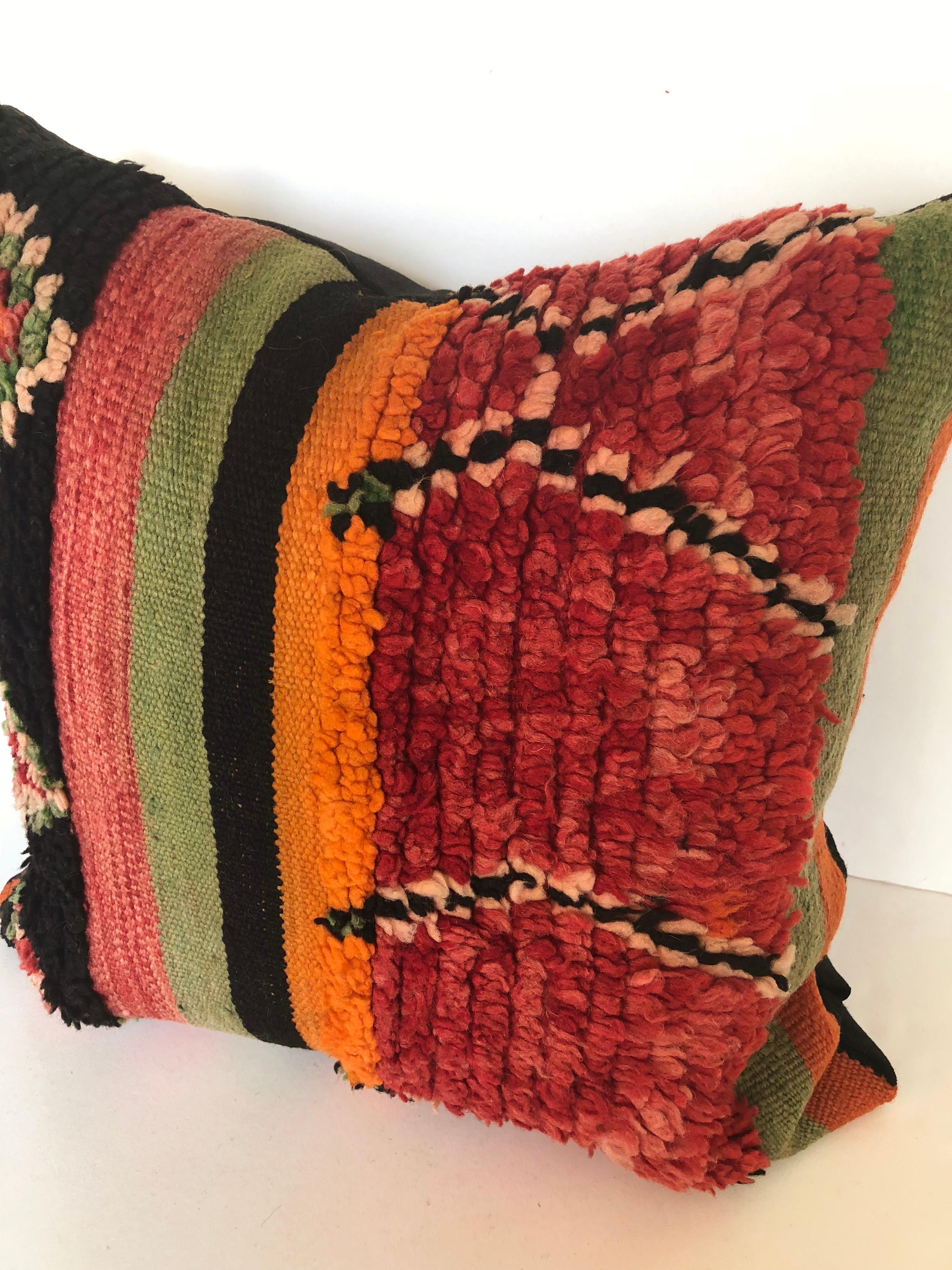 Custom Pillow by Maison Suzanne Cut from a Vintage Wool Moroccan Berber Rug For Sale 1