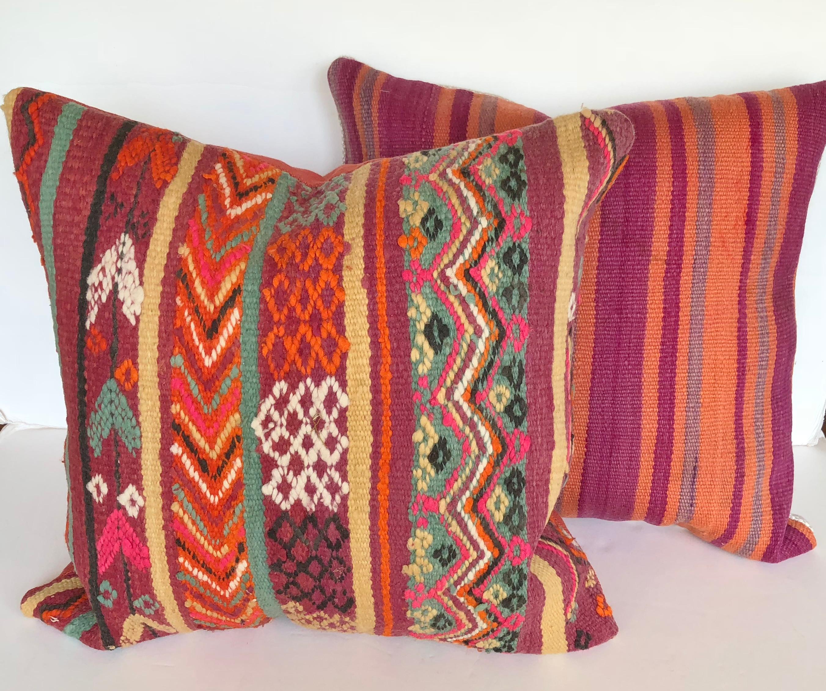 Custom Pillow by Maison Suzanne Cut from a Vintage Wool Moroccan Berber Rug For Sale 3