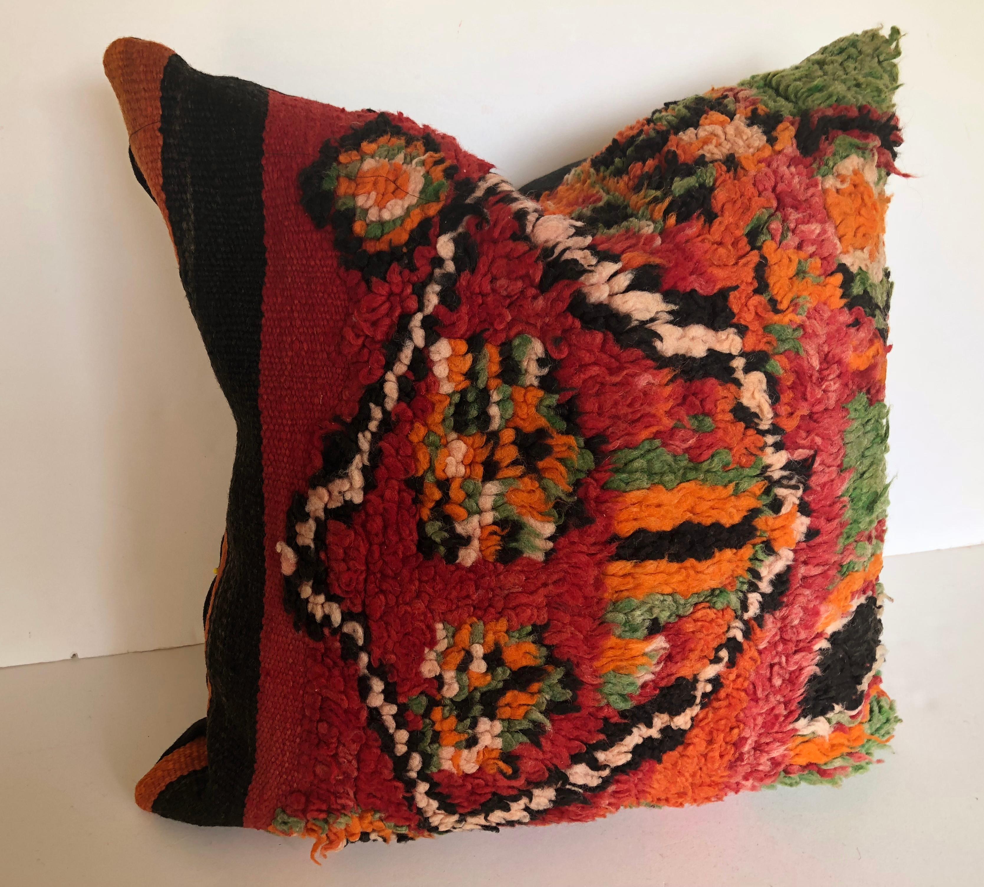 Custom Pillow by Maison Suzanne Cut from a Vintage Wool Moroccan Berber Rug For Sale 3