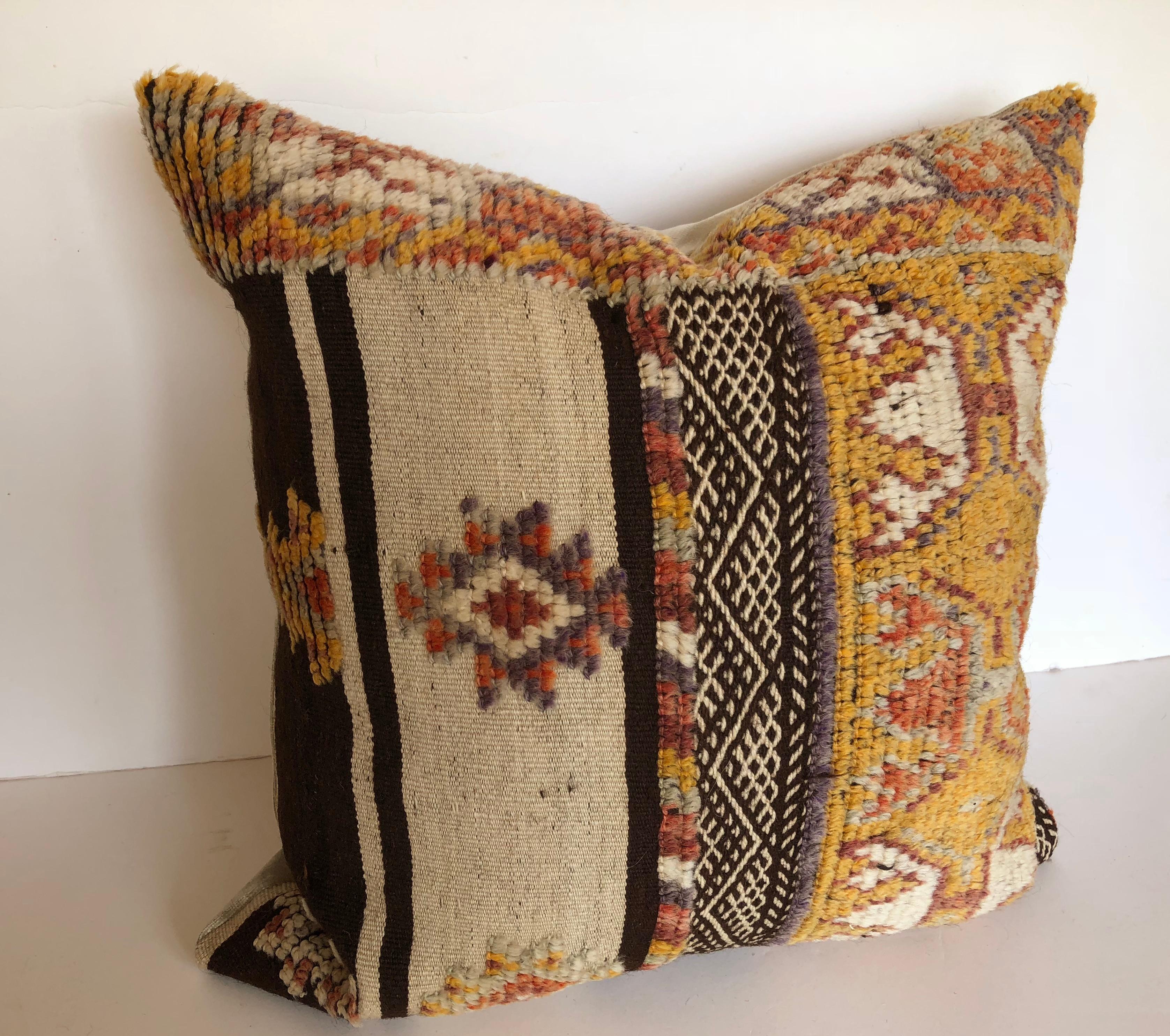 Tribal Custom Pillow by Maison Suzanne Cut from a Vintage Wool Moroccan Glaoui Rug For Sale