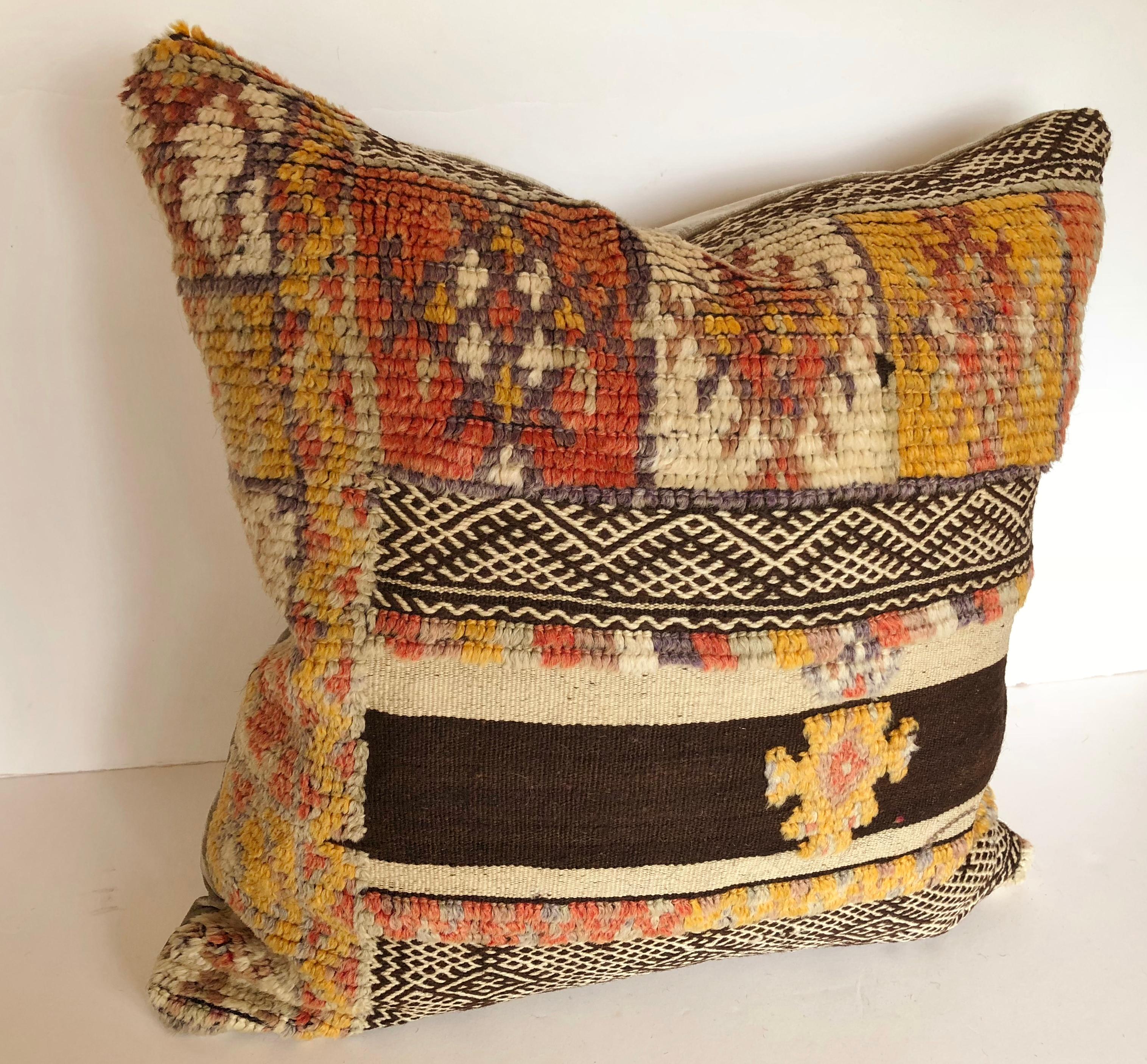Custom Pillow by Maison Suzanne Cut from a Vintage Wool Moroccan Glaoui Rug In Good Condition For Sale In Glen Ellyn, IL