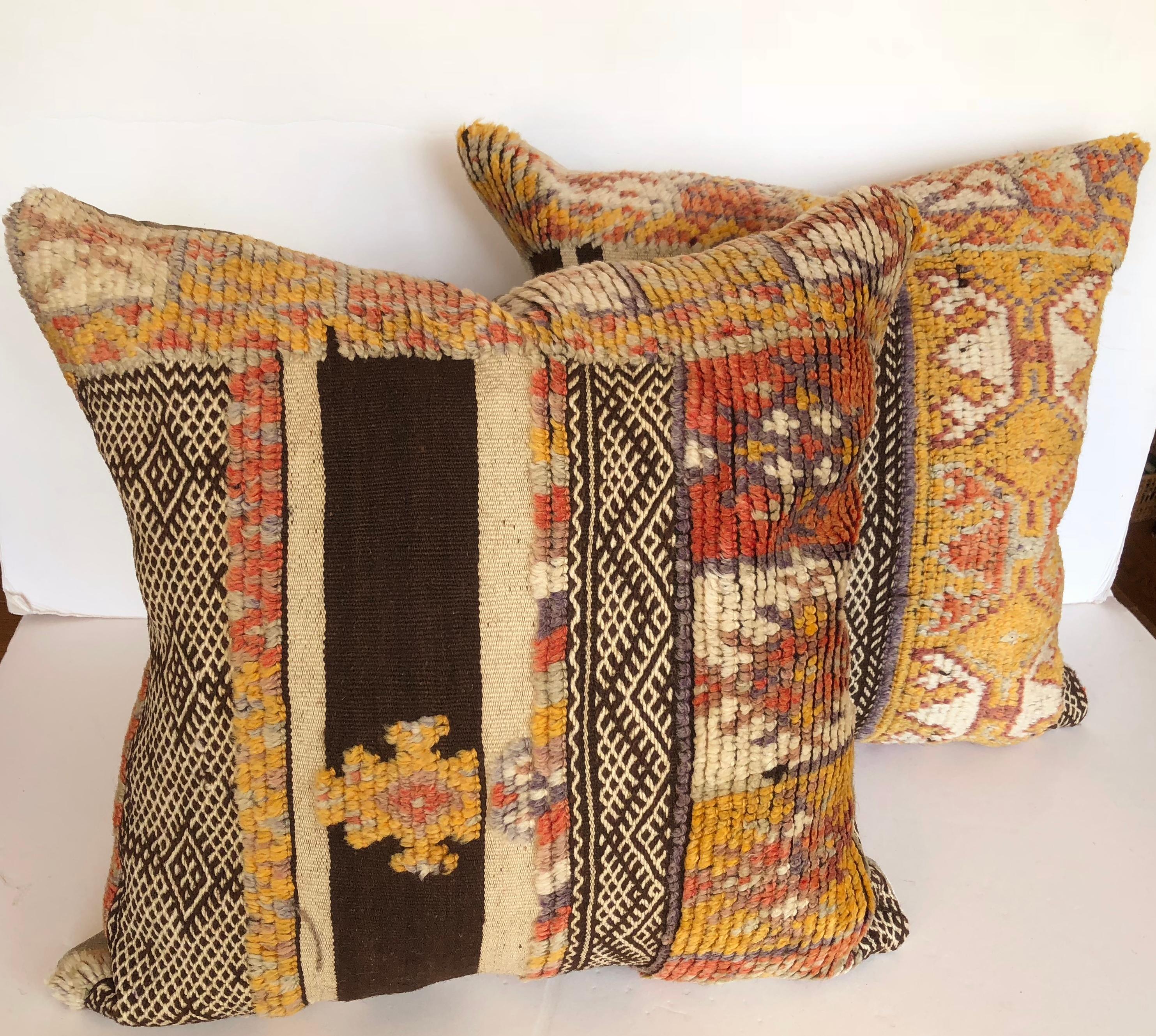 20th Century Custom Pillow by Maison Suzanne Cut from a Vintage Wool Moroccan Glaoui Rug For Sale