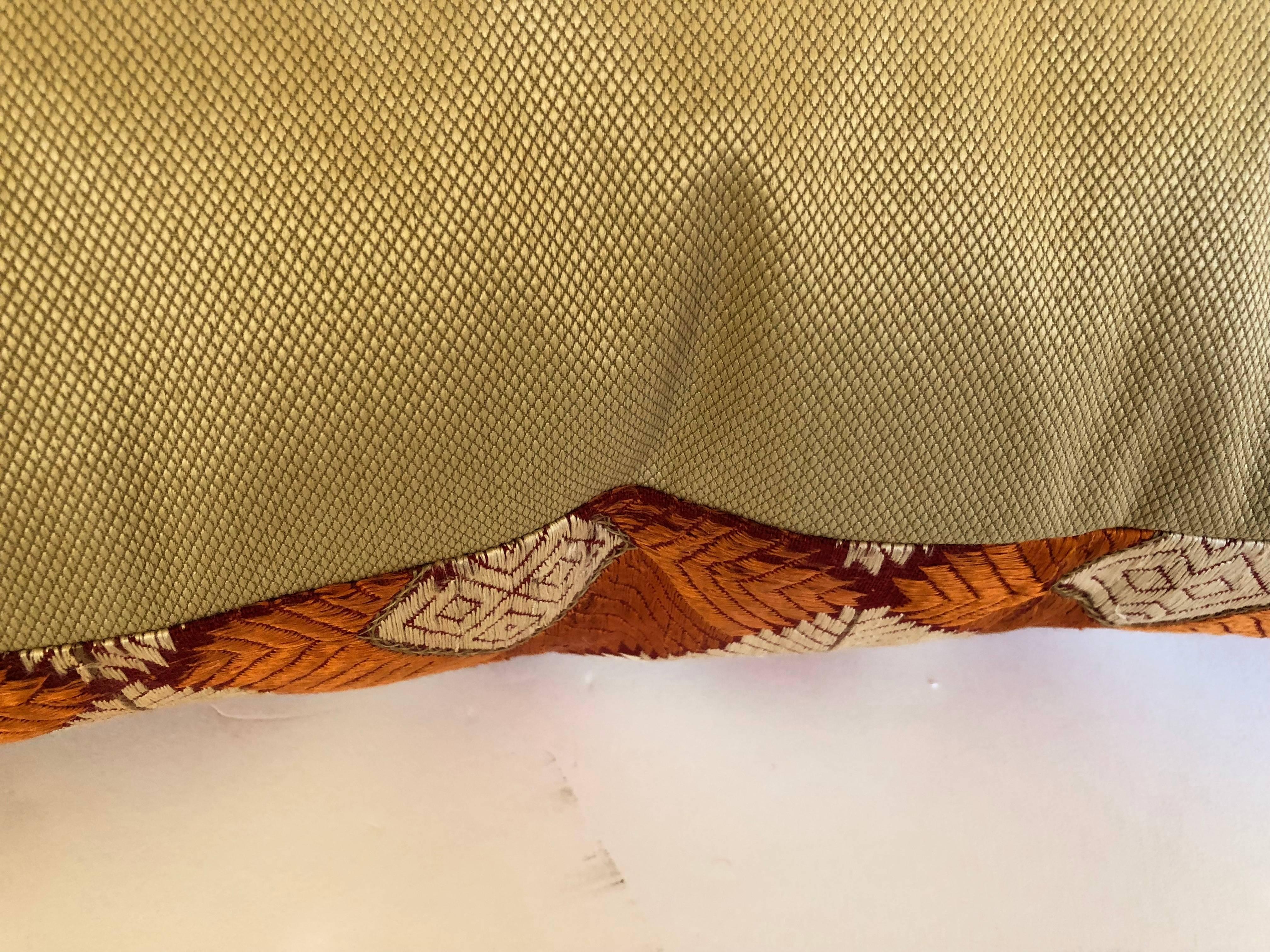 Silk Custom Pillow Cut from a Phulkari Bagh Wedding Shawl, Punjab,  India