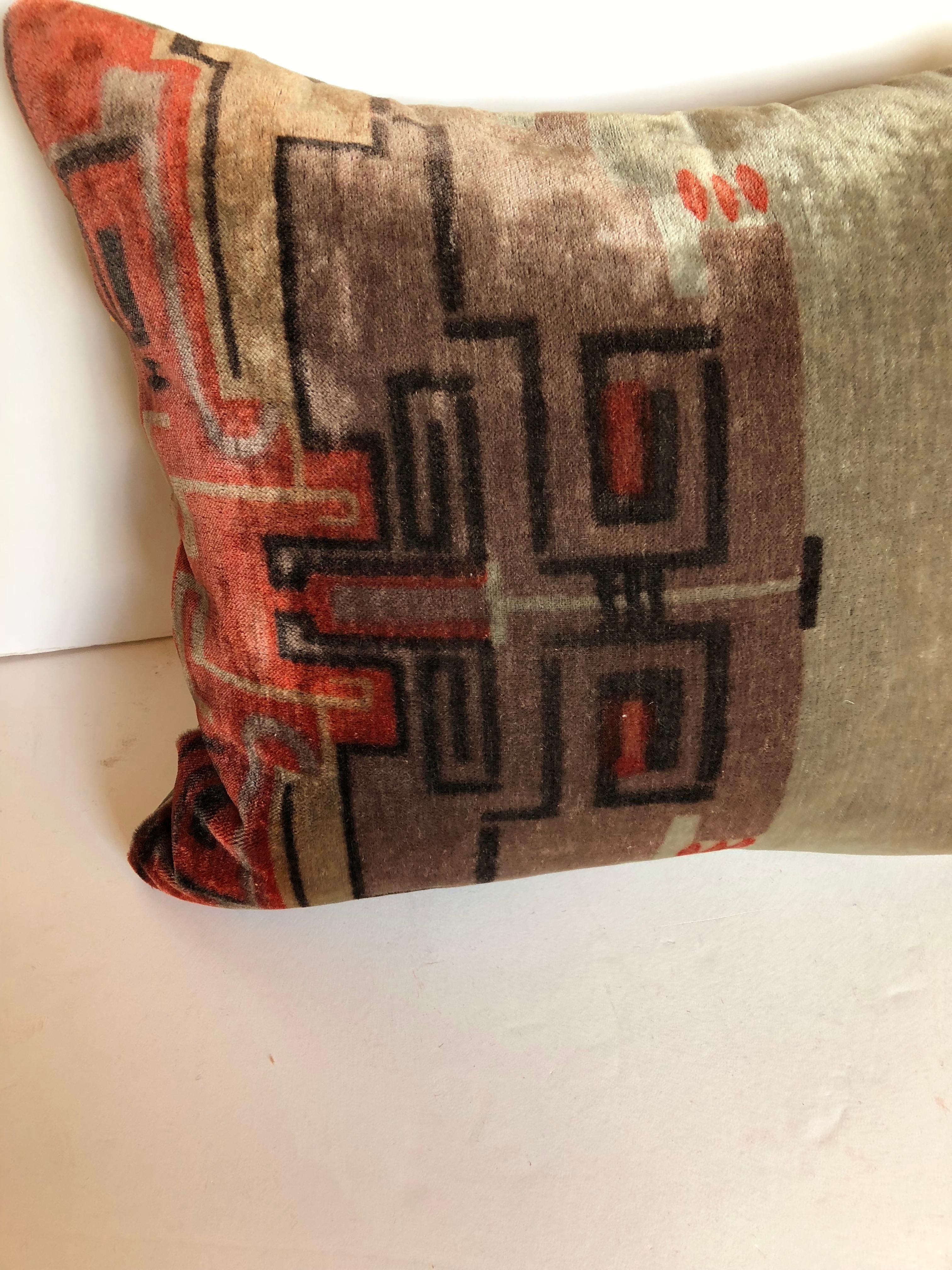 Dutch Custom Pillow by Maison Suzanne Cut from an Amsterdam School Silk Mohair Textile For Sale