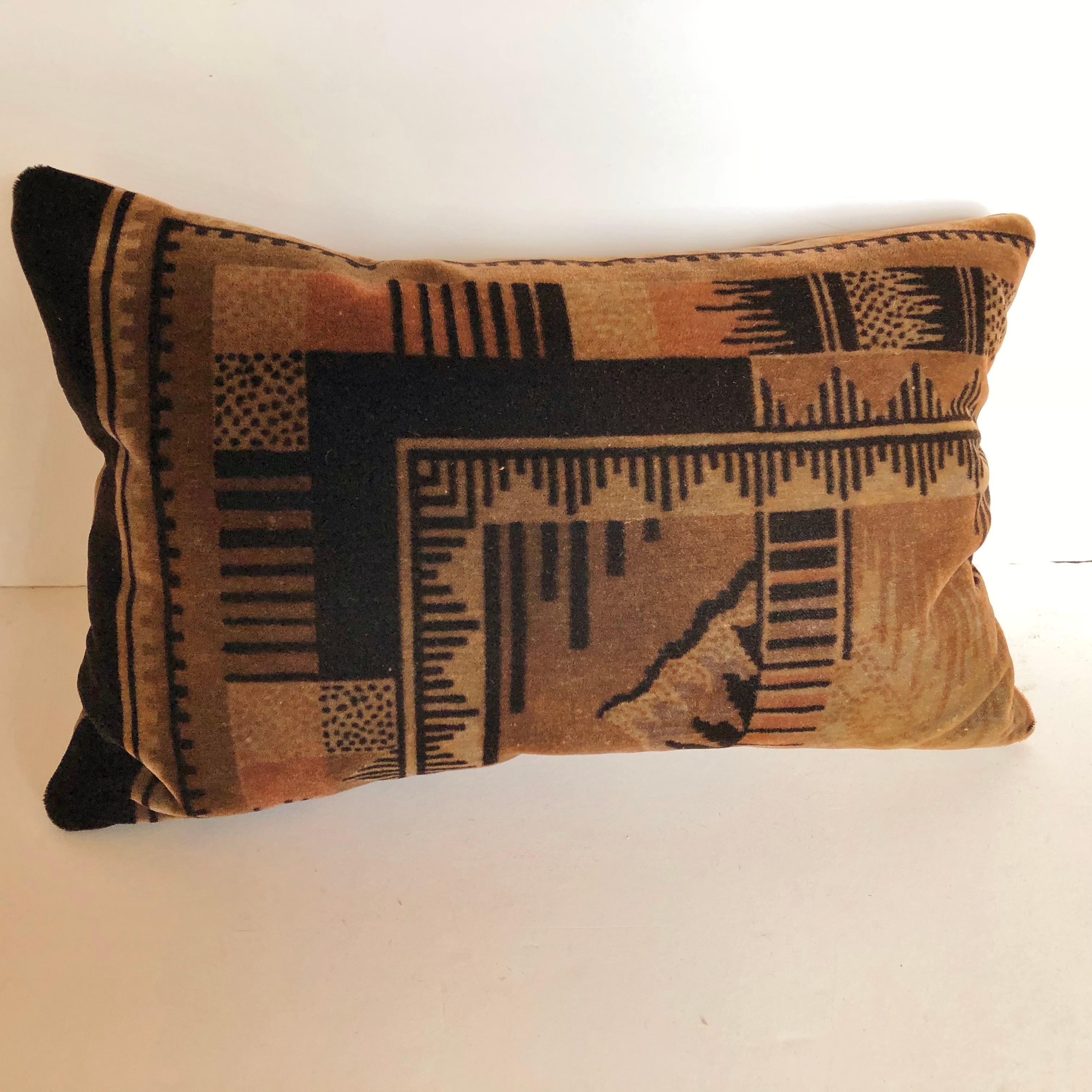 Art Deco Custom Pillow by  Maison Suzanne Cut from an Antique Amsterdam School Textile For Sale