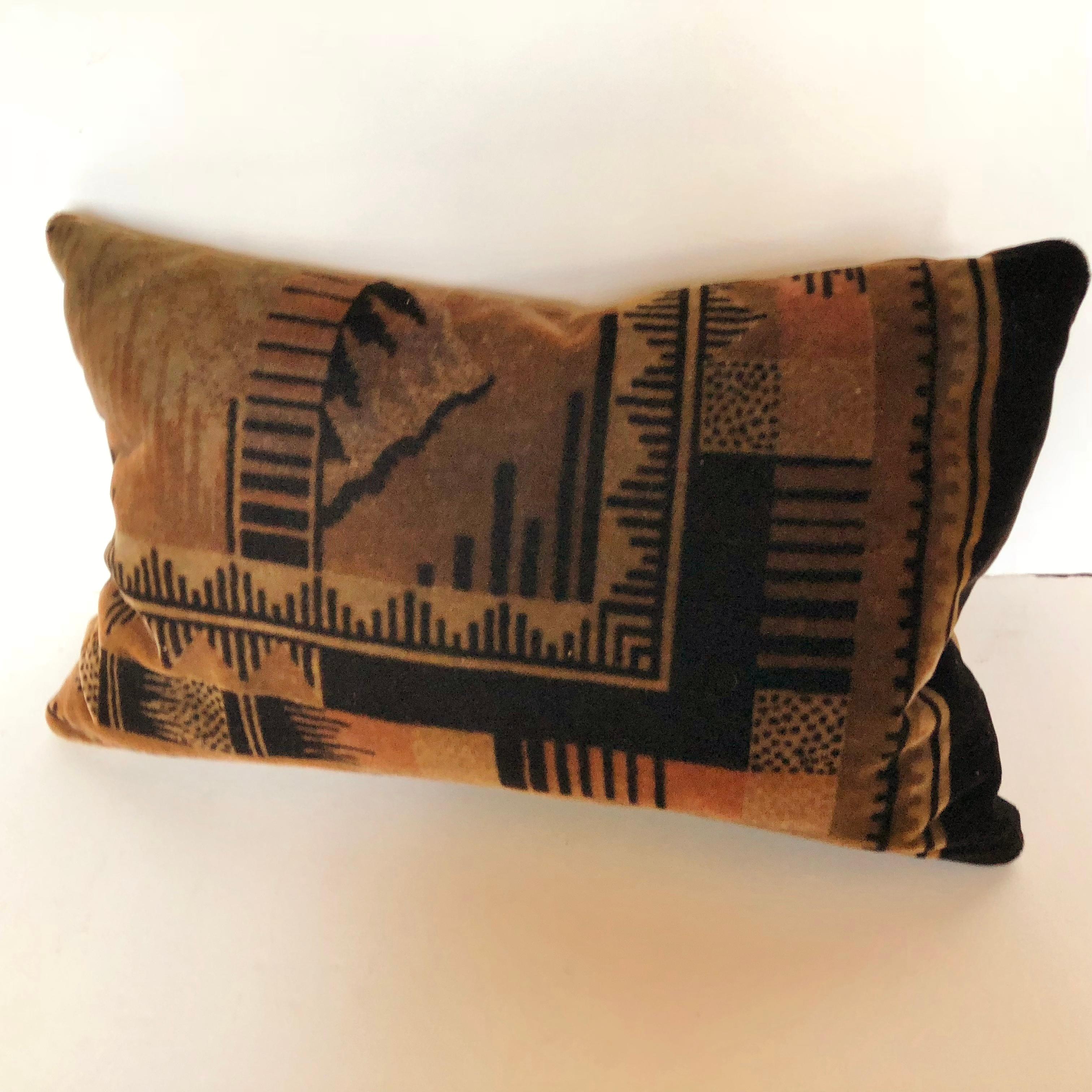 Custom Pillow by  Maison Suzanne Cut from an Antique Amsterdam School Textile In Good Condition For Sale In Glen Ellyn, IL