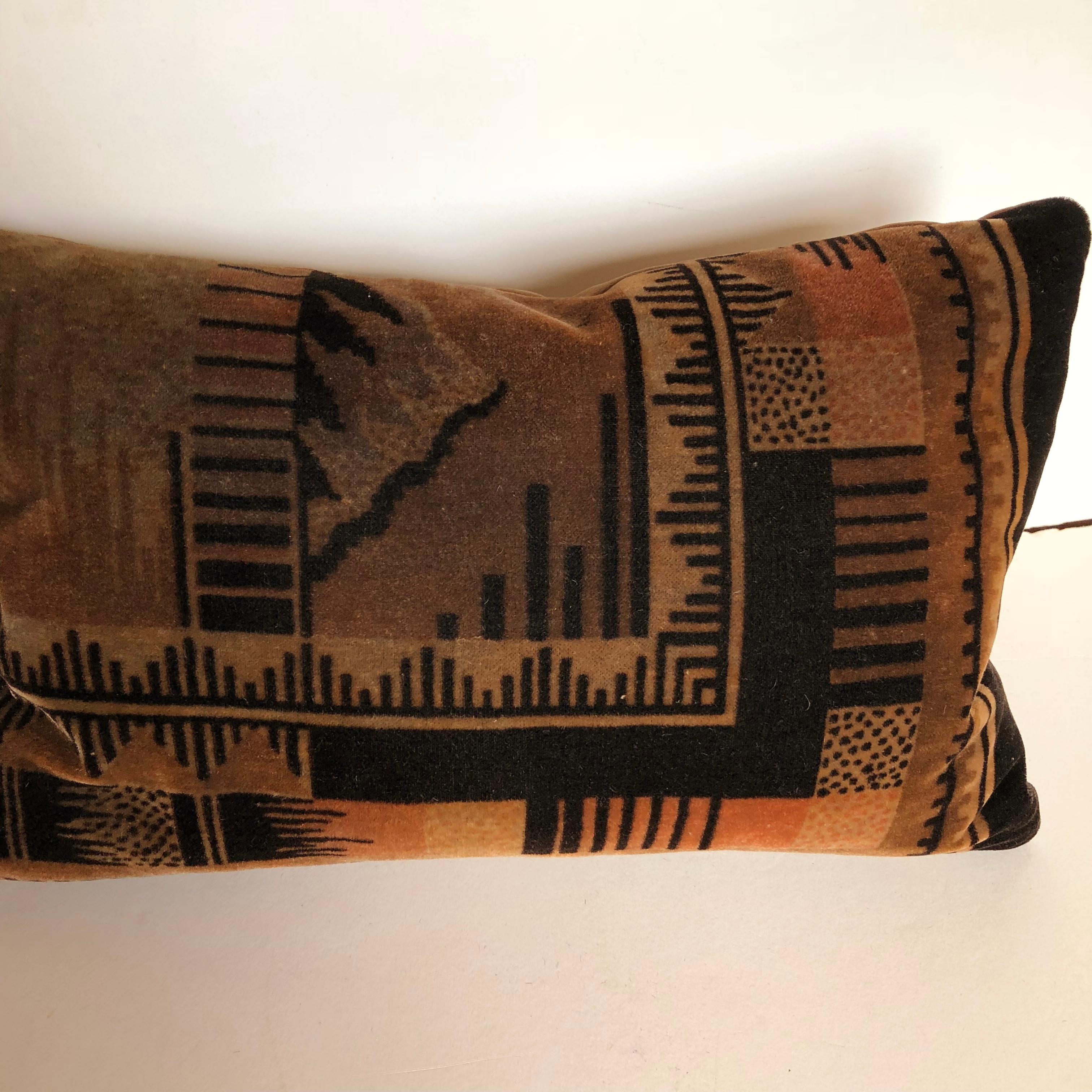 20th Century Custom Pillow by  Maison Suzanne Cut from an Antique Amsterdam School Textile For Sale