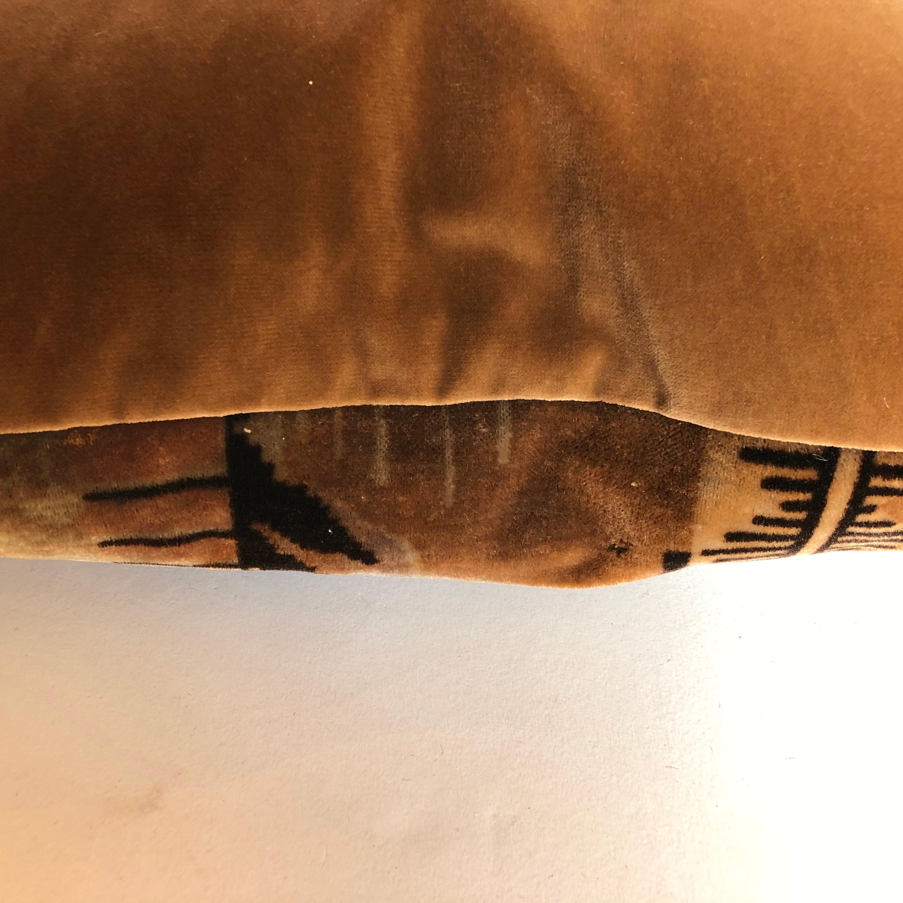 Velvet Custom Pillow by  Maison Suzanne Cut from an Antique Amsterdam School Textile For Sale