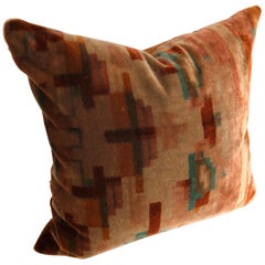 Custom Pillow Cut from a Antique Amsterdam School Velvet textile, Netherlands