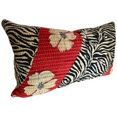 Custom Pillow Cut from a Vintage Cotton Kantha Quilt from India