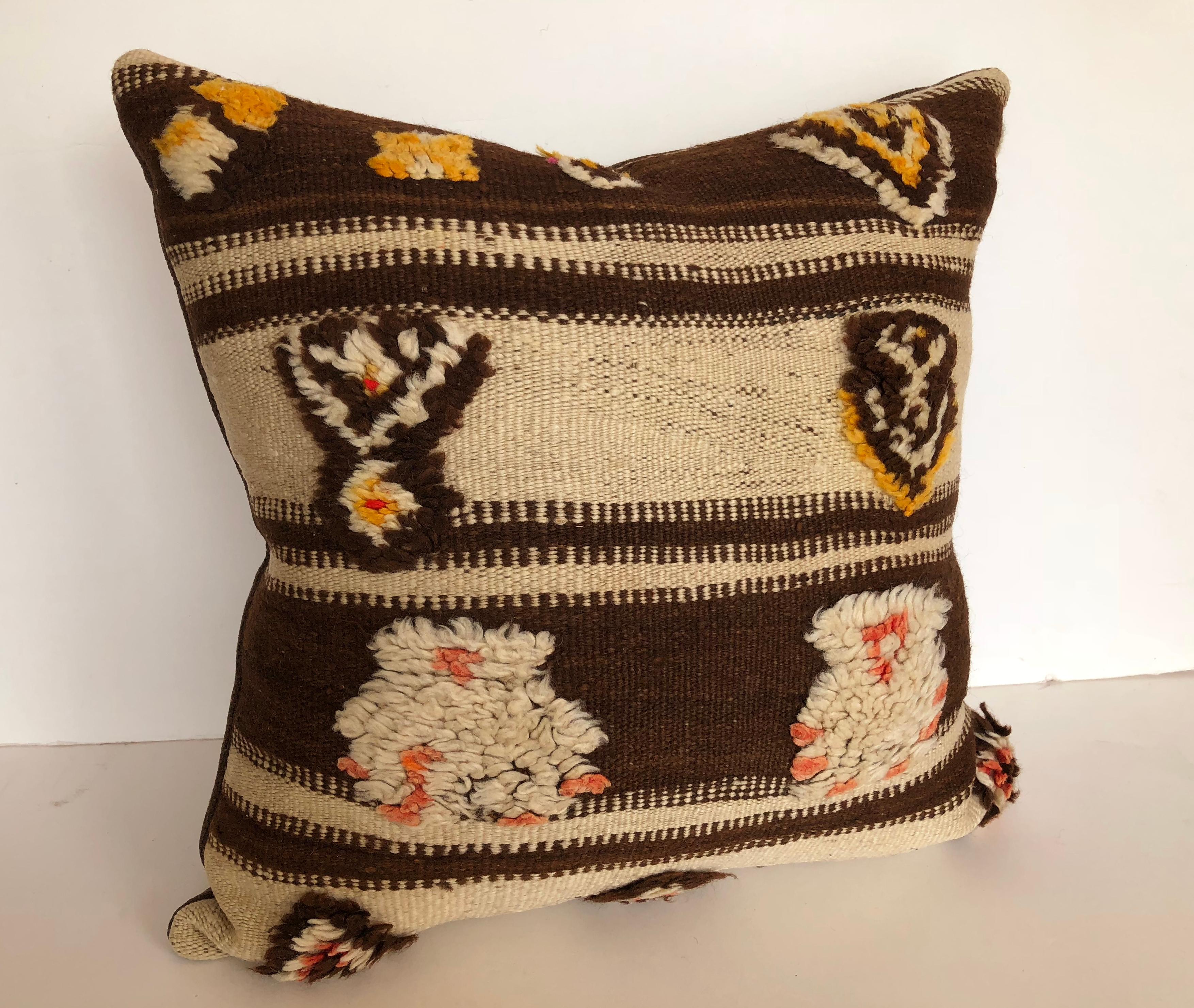 Custom Pillow by Maison Suzanne,  Cut from a Vintage Wool Moroccan Berber Rug 1