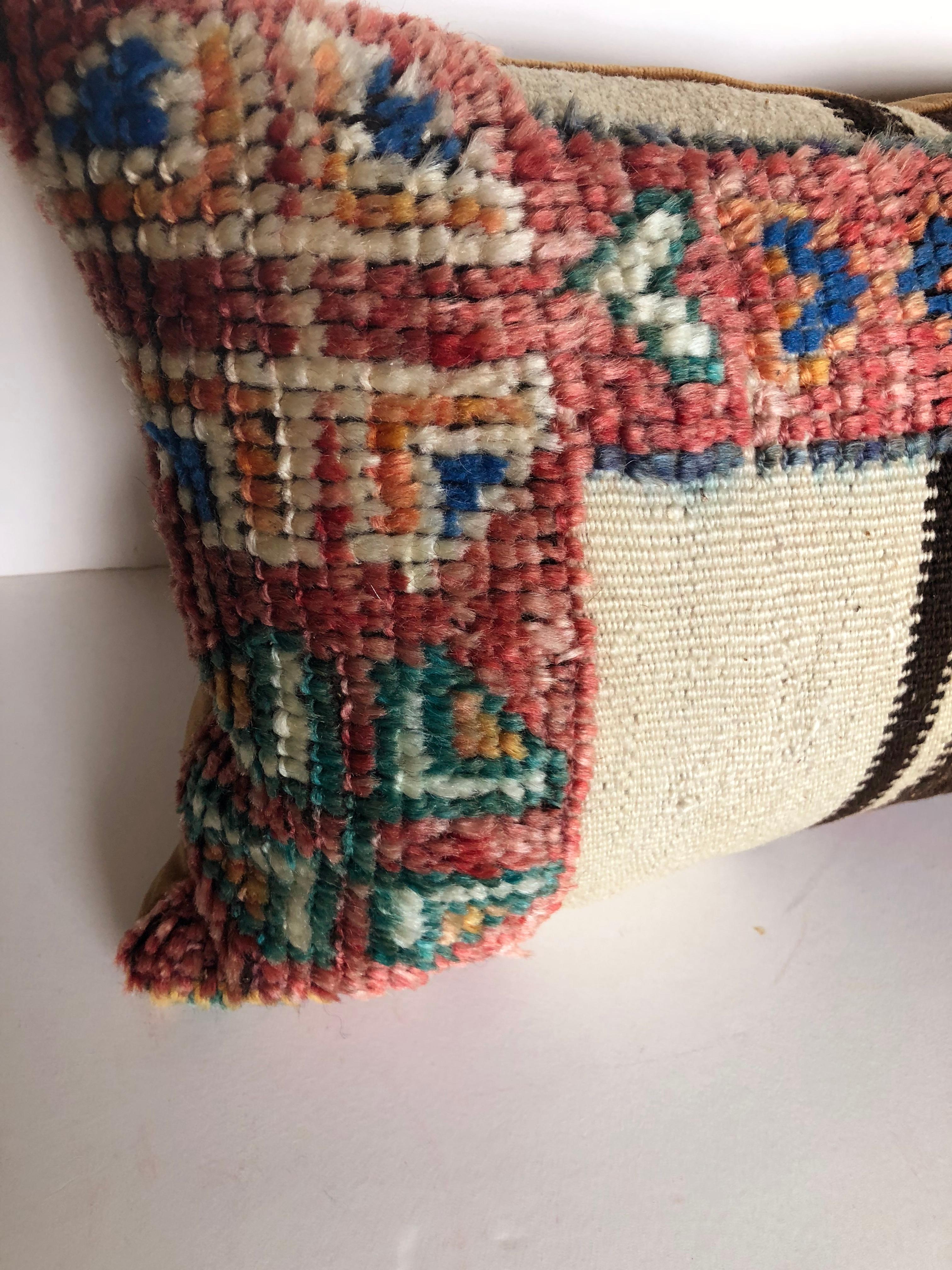 Custom Pillow Cut from a Vintage Hand Loomed Wool Moroccan Berber Rug For Sale 2