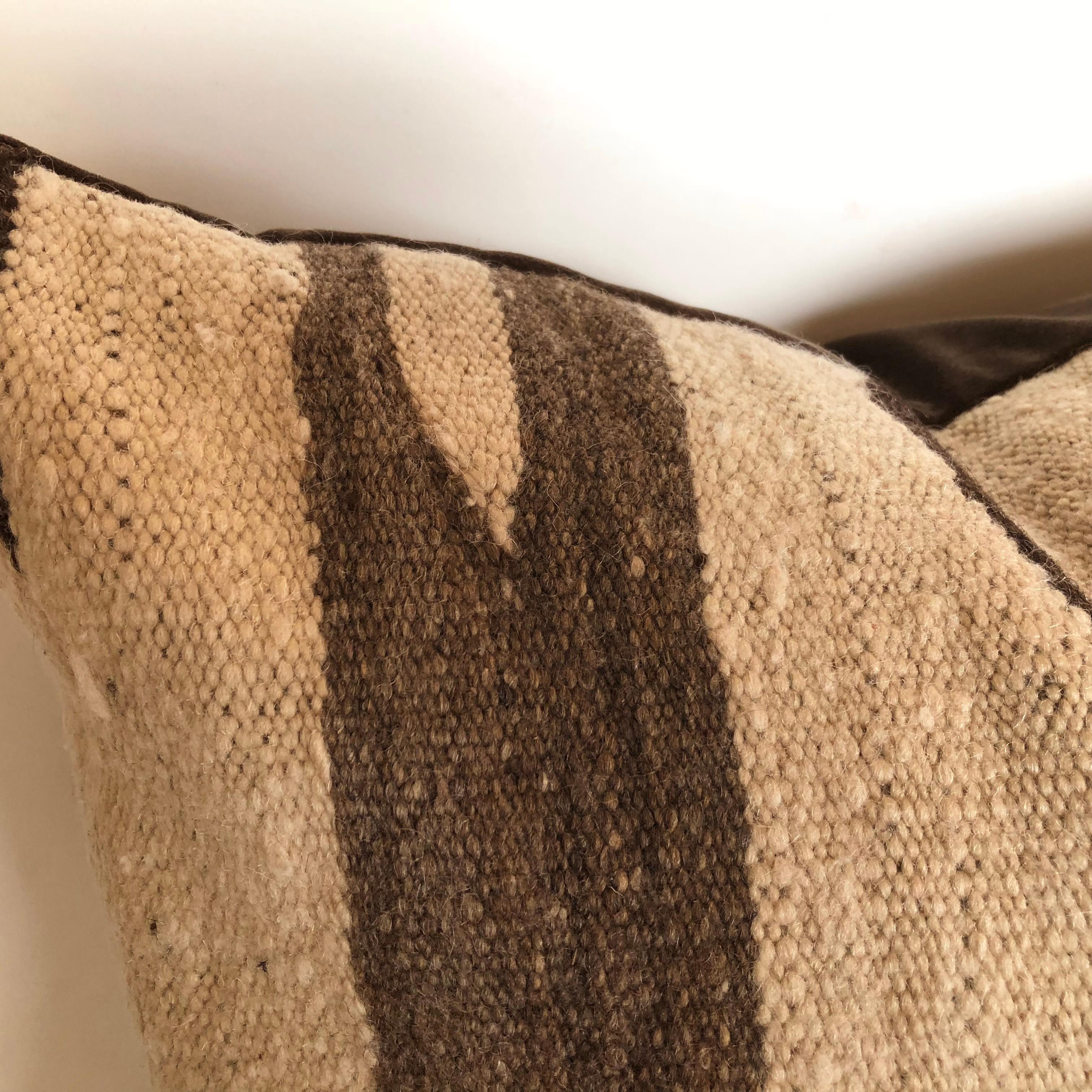 Hand-Woven Custom Pillow designed by Maison Suzanne, cut from a  Wool Moroccan Ourika Rug For Sale