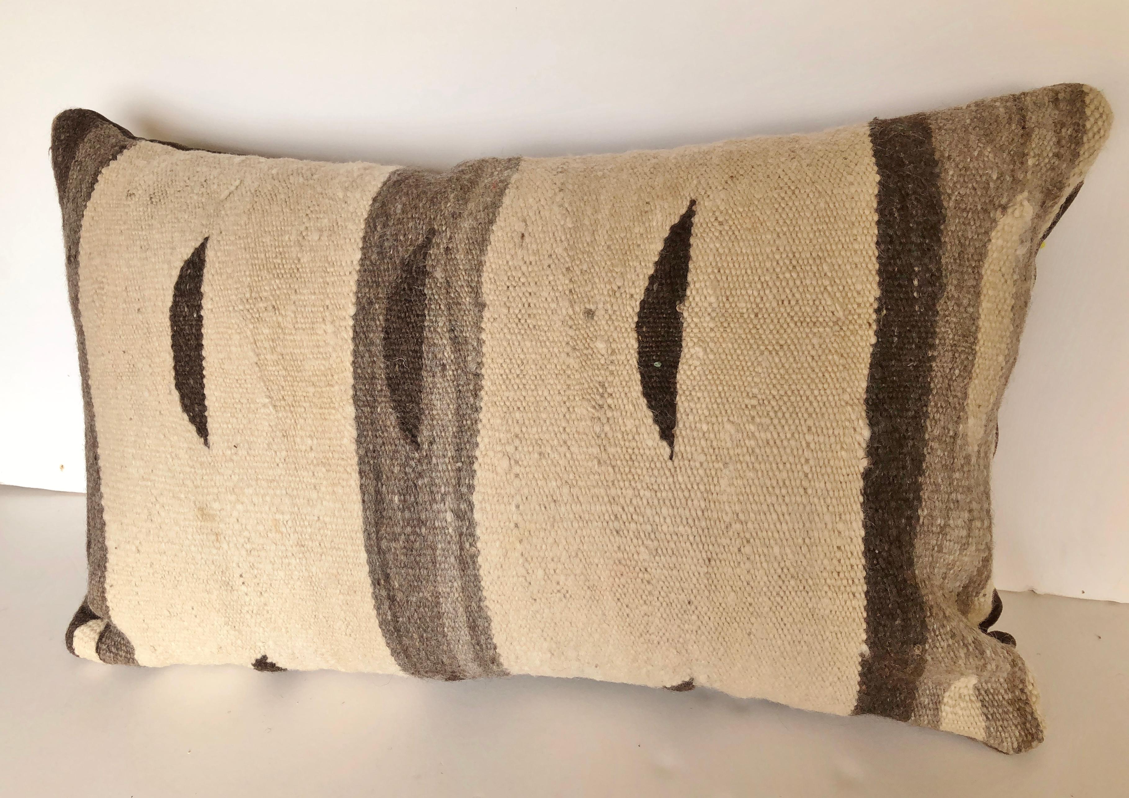20th Century Custom Pillow by Maison Suzanne, Cut from a Moroccan Vintage Wool Ourika Rug For Sale