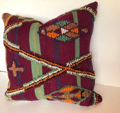 Custom Pillow by Maison Suzanne Cut from a Vintage Hand-Loomed Wool Moroccan Rug