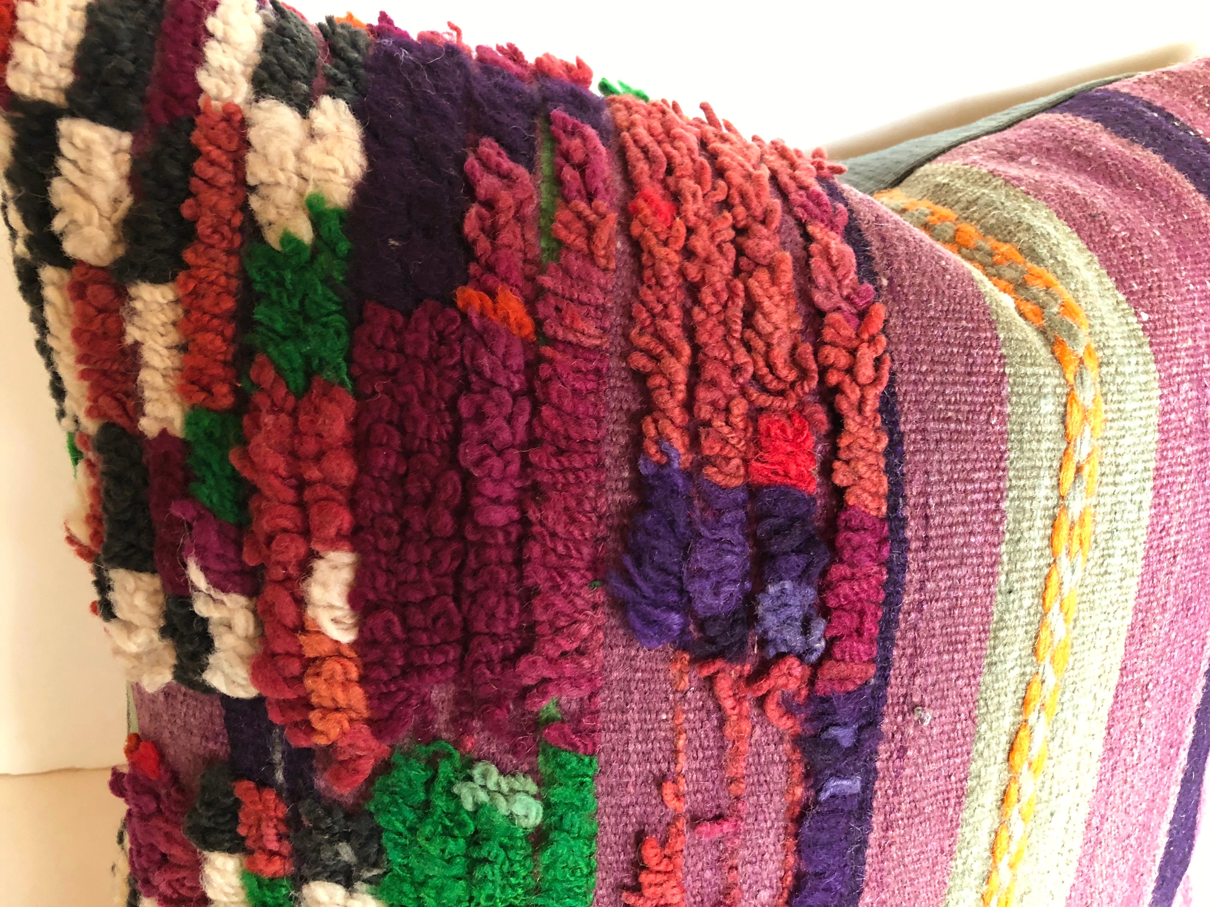 20th Century Custom Pillow Cut from a Vintage Hand-Loomed Wool Moroccan Rug, Atlas Mountains For Sale