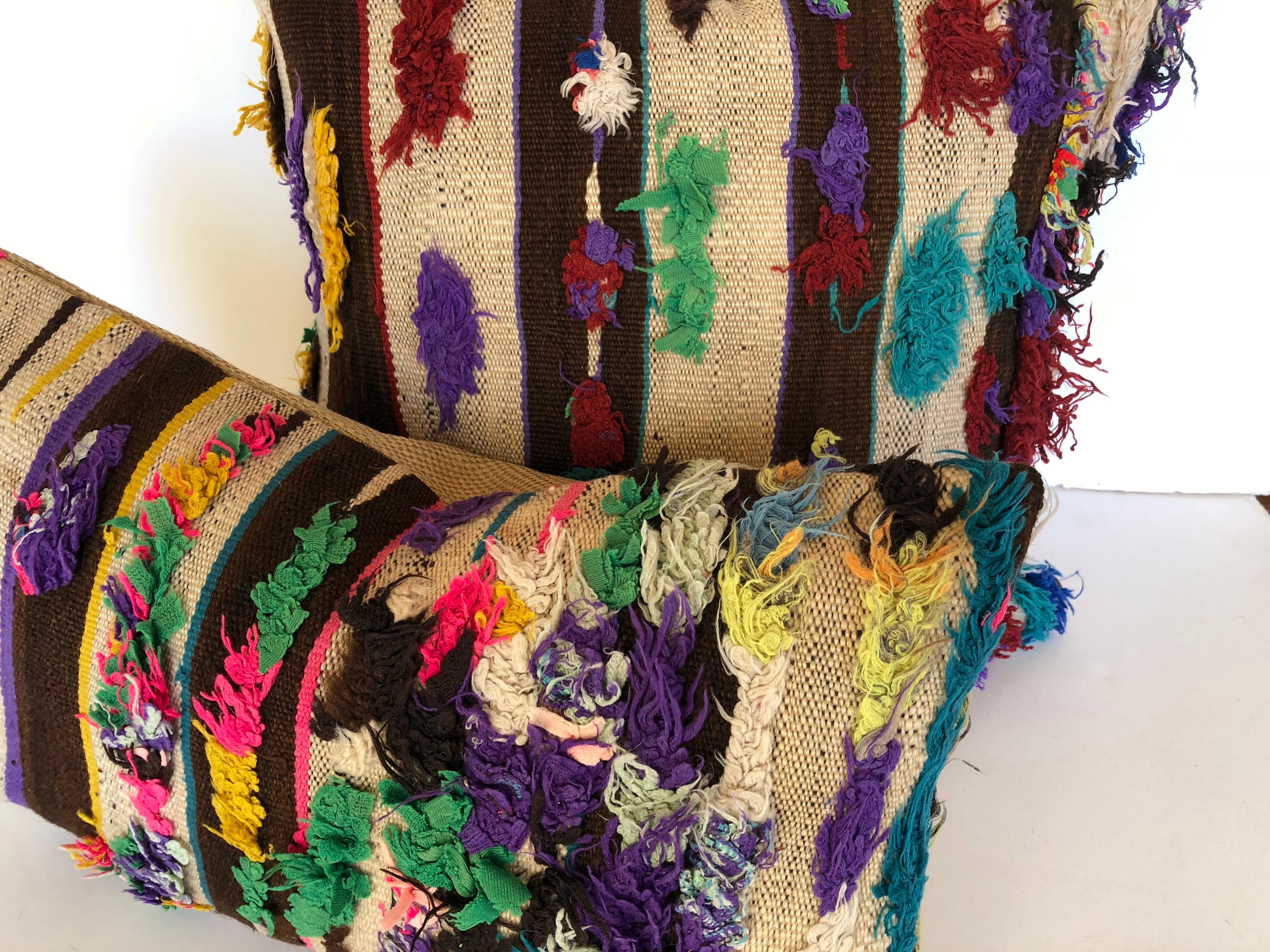 Custom Pillow by Maison Suzanne, Cut from a Vintage Handloomed Wool Moroccan Rug For Sale 1