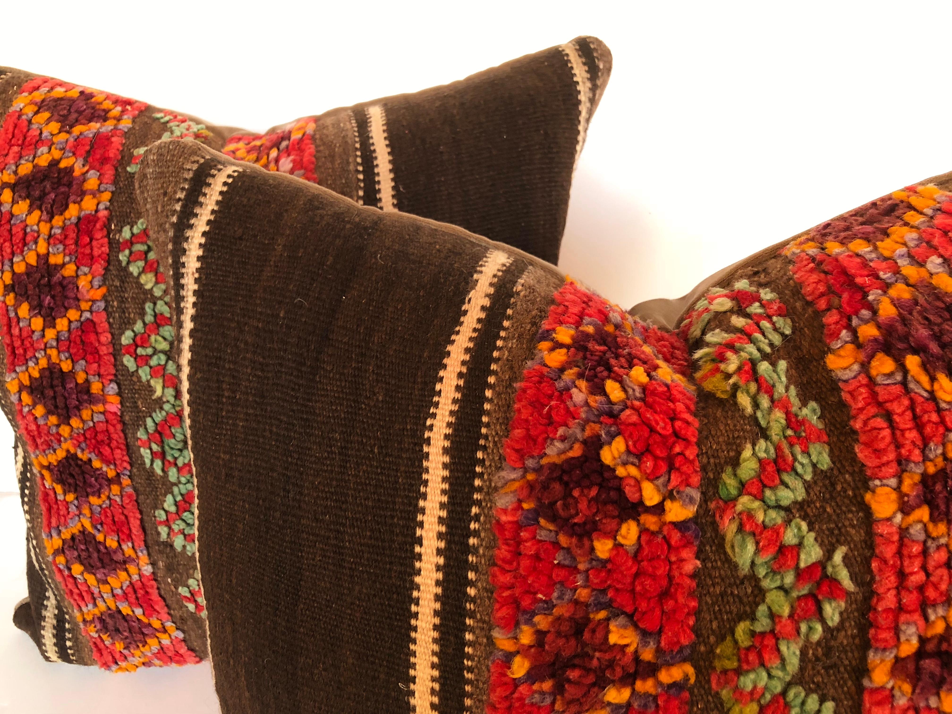 Custom Pillow by Maison Suzanne Cut from a Vintage  Wool Moroccan Rug For Sale 1