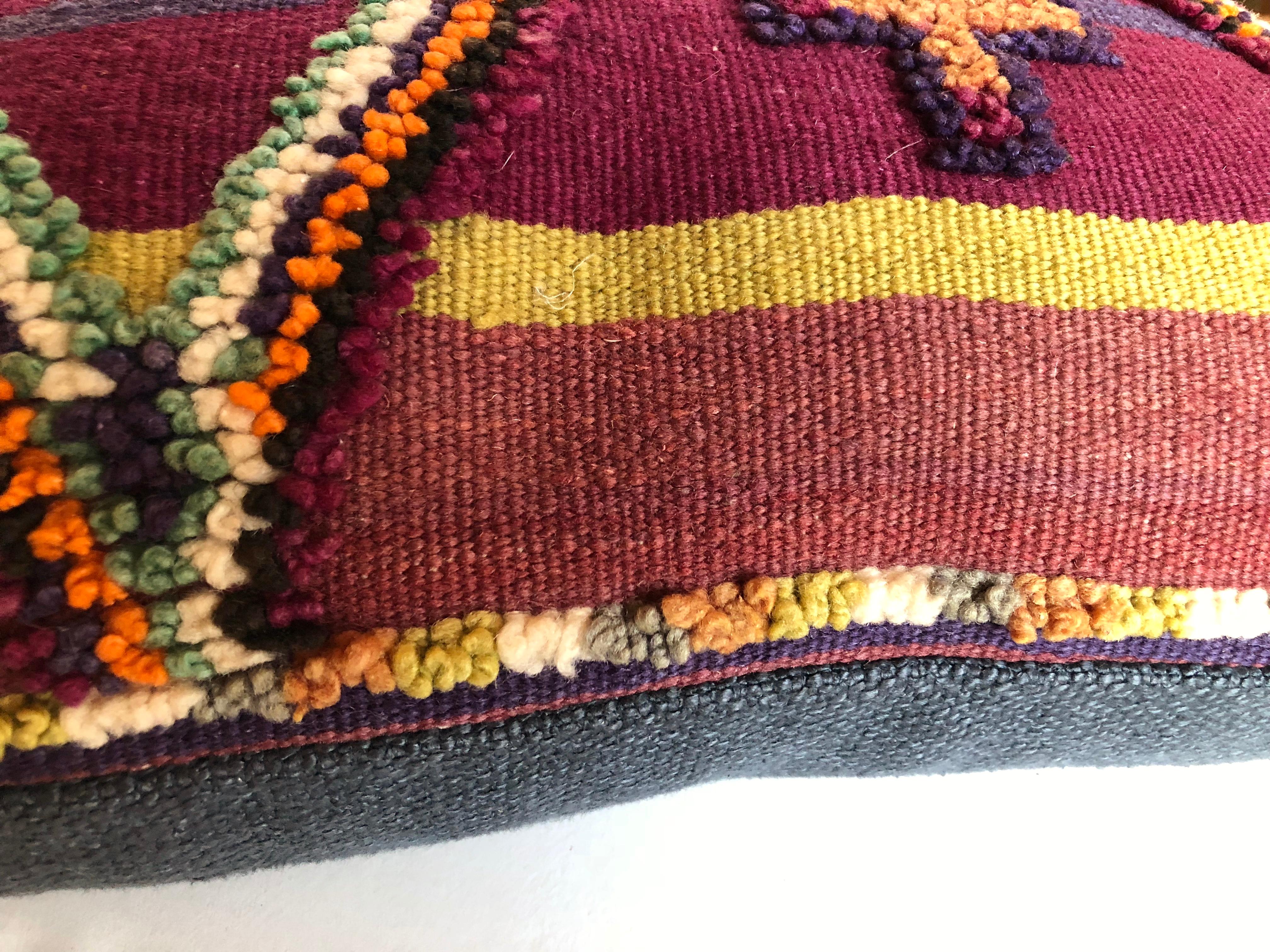Custom Pillow by Maison Suzanne Cut from a Vintage Hand-Loomed Wool Moroccan Rug For Sale 2